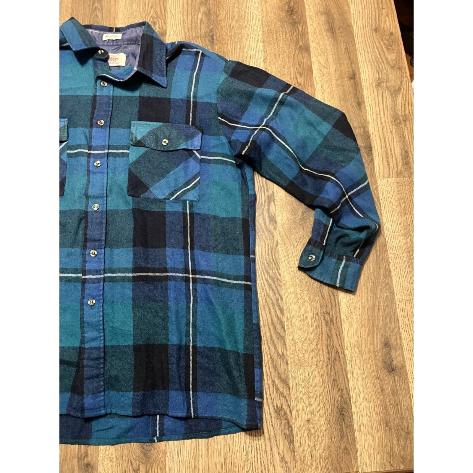 Vintage Midwest Shirt, Button-Up Long Sleeve, Plaid, Black, Blue, Green, Men's Size L, Casual, Fall Spring Summer, Regular Fit, Men, Midwest Size US L / EU 52-54 / 3 - 4 Thumbnail