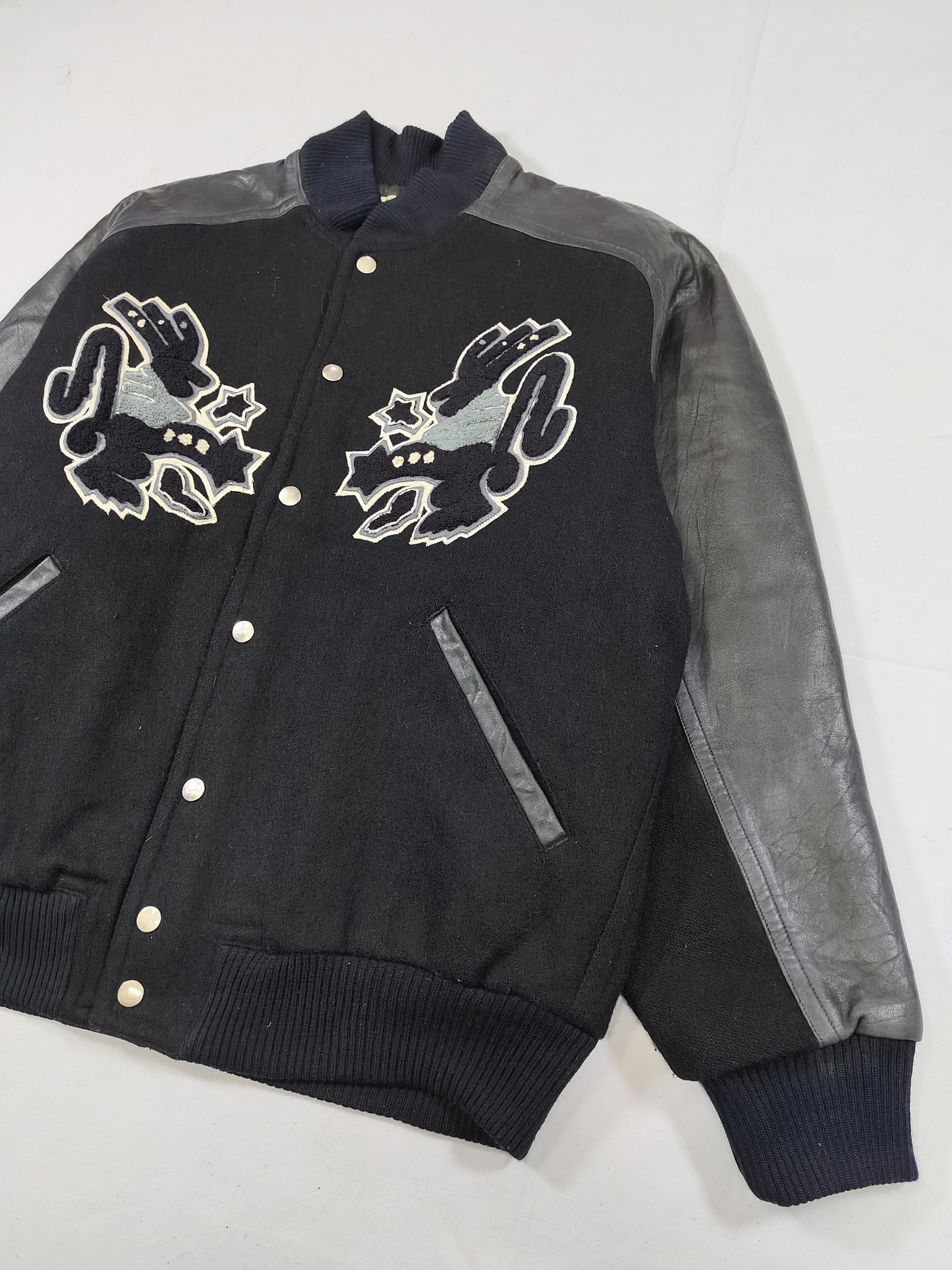 Kansai Yamamoto ARCHIVE📕80s Kansai O2 Artifact Art Wool Leather Varsity Size US M / EU 48-50 / 2 - 6 Thumbnail