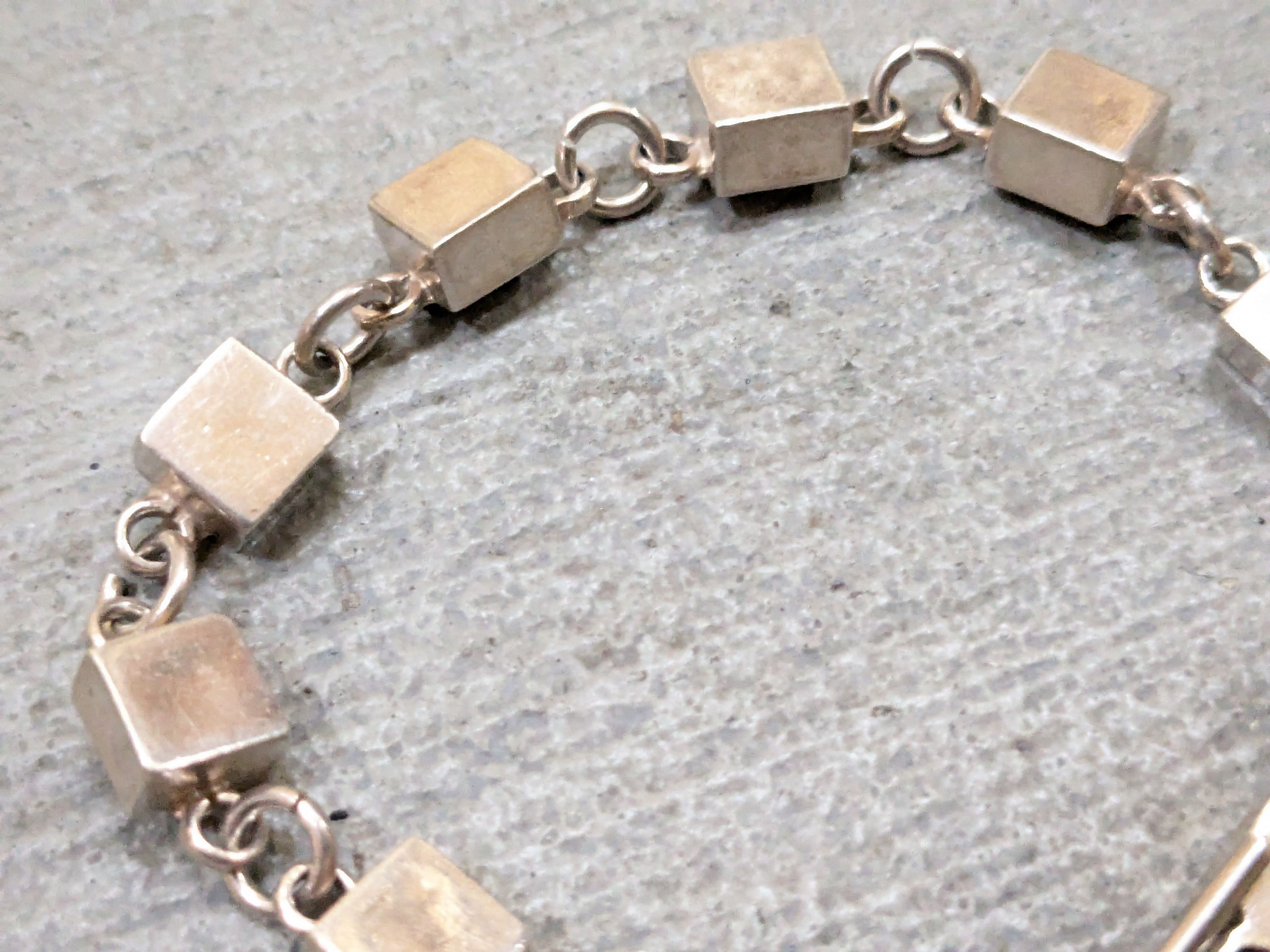Other Vintage Sterling Silver Bracelet Square Chain Link Taxco Size ONE SIZE - 5 Thumbnail
