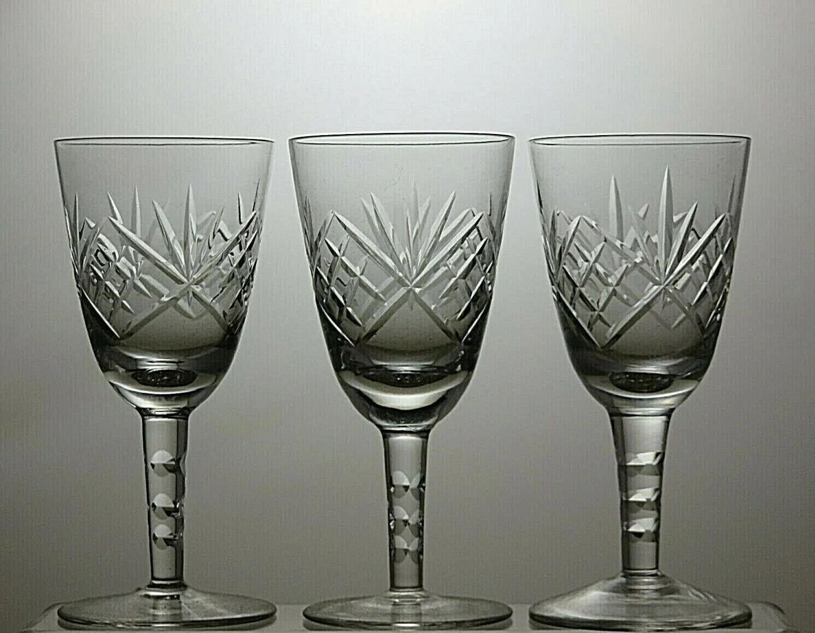 The Unbranded Brand Lead Crystal Cut Glass Set Of 3 Wine Glasses 5 1/4" Size ONE SIZE - 2 Thumbnail