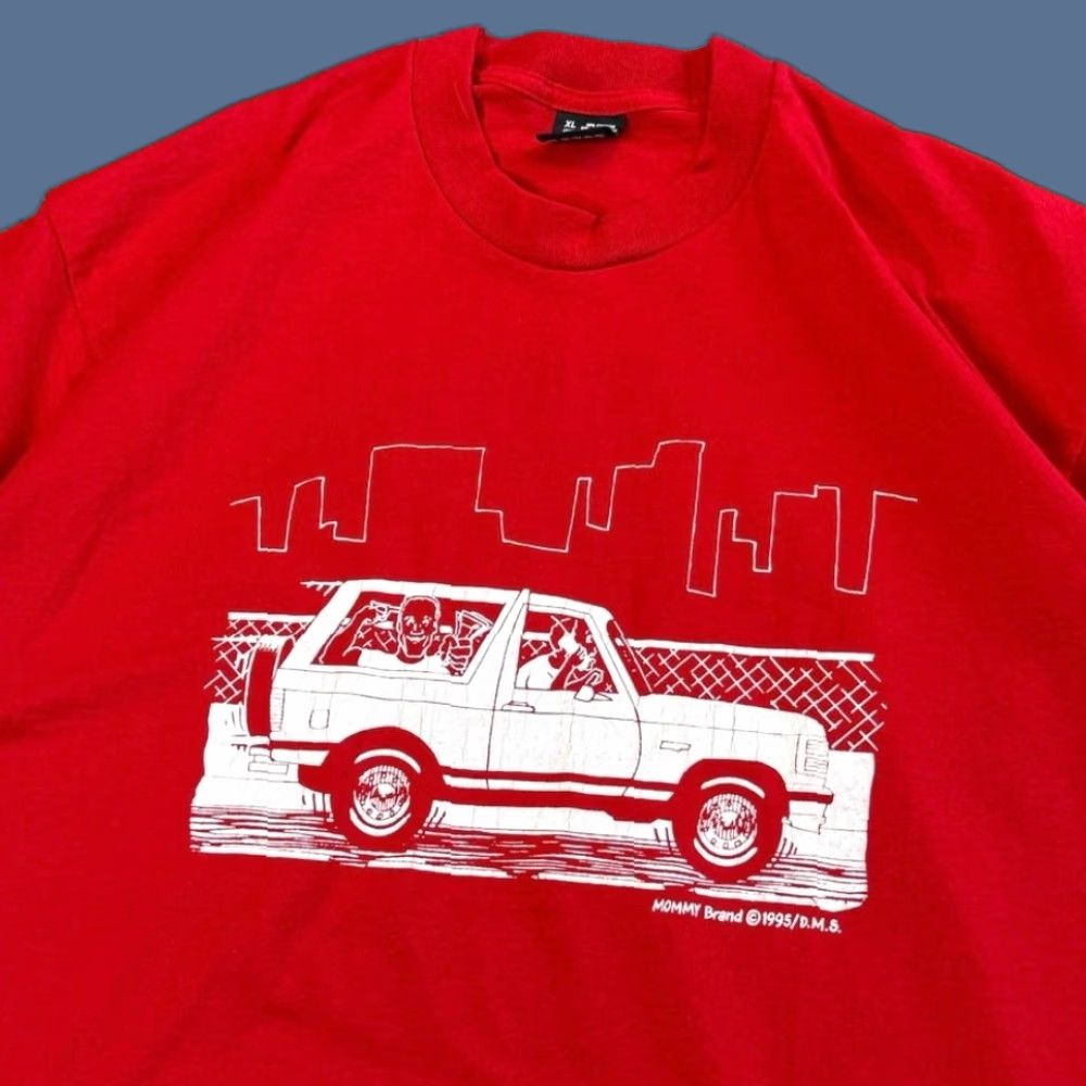 Fruit Of The Loom VINTAGE 90s OJ Simpson Bronco Car Chase T-Shirt XL Mens Red Short Sleeve Made In USA Size US XL / EU 56 / 4 - 1 Thumbnail