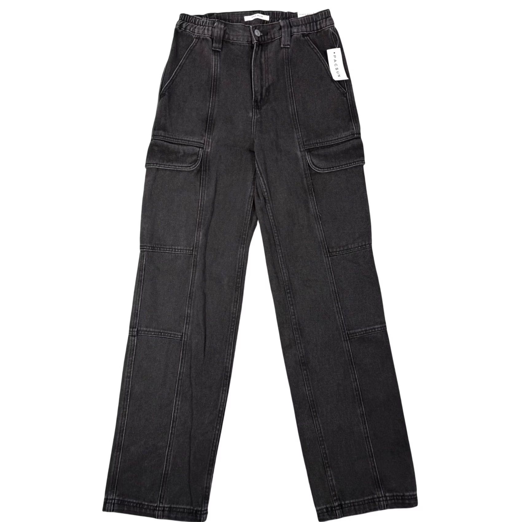 Pacsun PacSun: Black Denim Cargo Pants Women Size S - Waist 14 Size 28" / US 6 / IT 42 - 2 Thumbnail