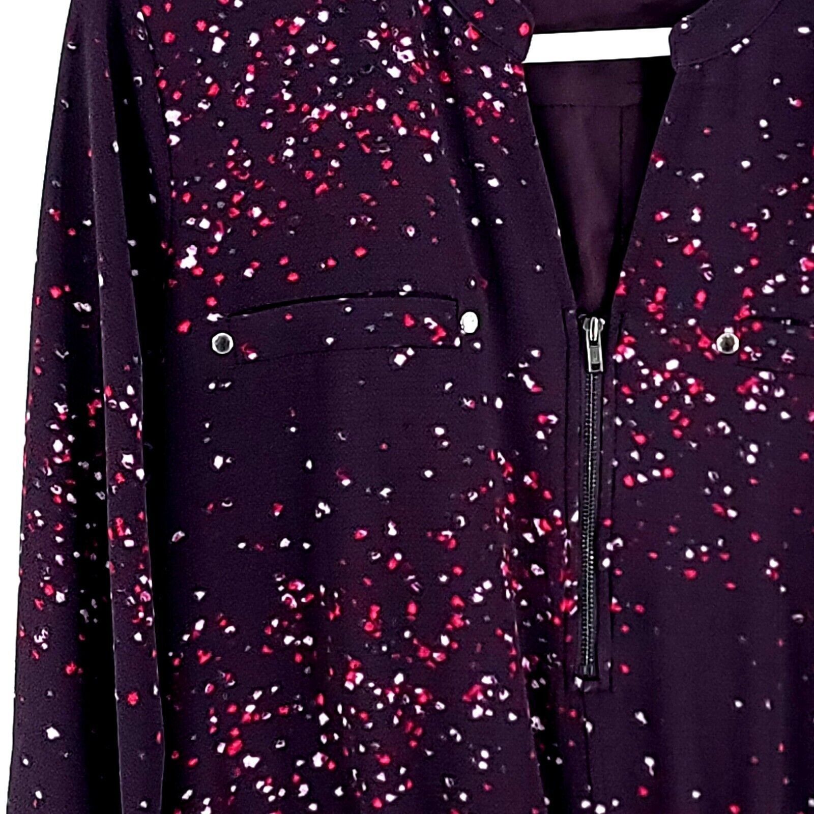 Apt. 9 Apt 9 Purple Dot Front 1/4 Zip Long Sleeve Long Dress Large Size L / US 10 / IT 46 - 5 Thumbnail