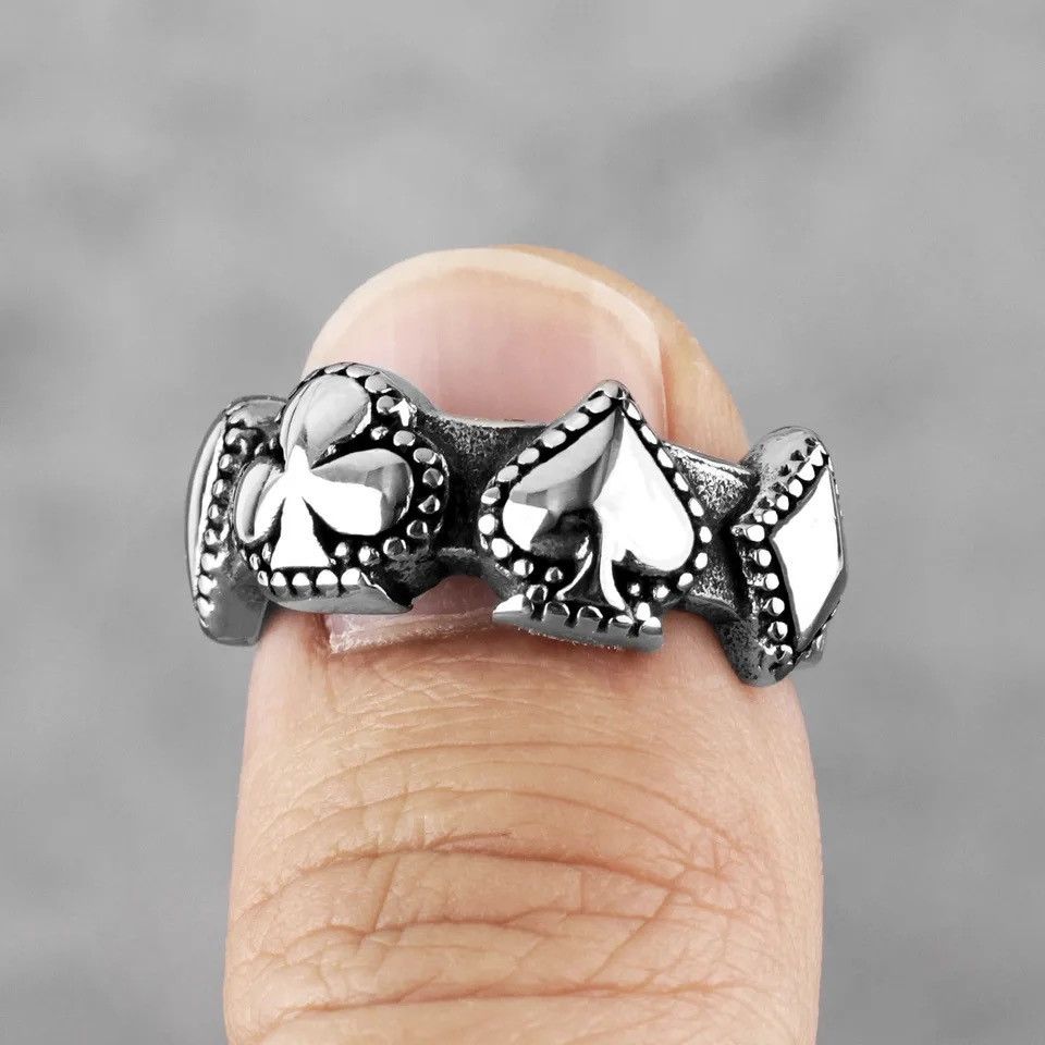 Jewelry Good Luck Poker Hearts Spades Ring Size ONE SIZE - 2 Thumbnail