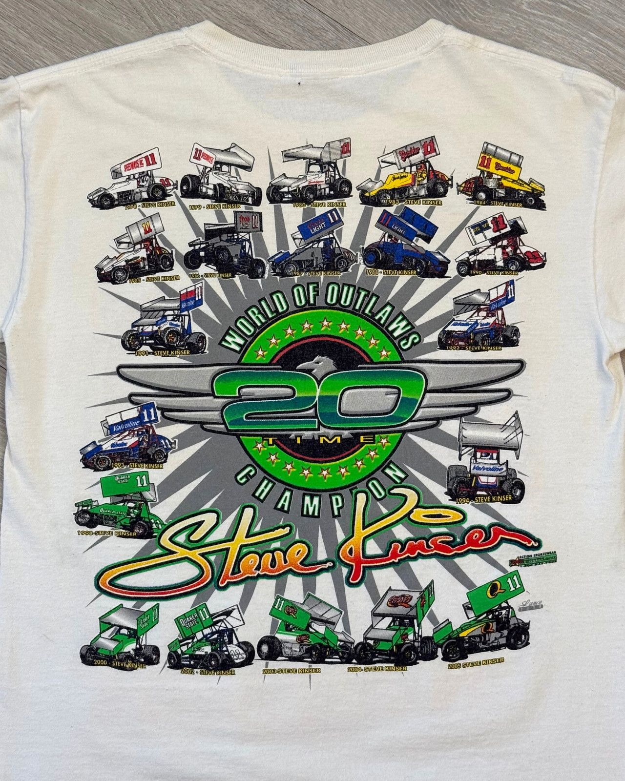 Vintage Rare 2008 Signed Steve Kinser Sprint Car Racing TShirt Small Size US S / EU 44-46 / 1 - 5 Thumbnail
