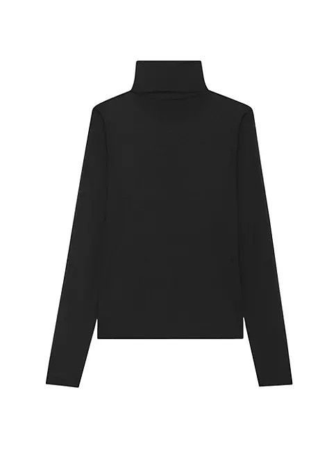 Saint Laurent Paris o1s1wg110724 Cassandre Turtleneck Top Silk Jersey Black Size US L / EU 52-54 / 3 - 2 Thumbnail