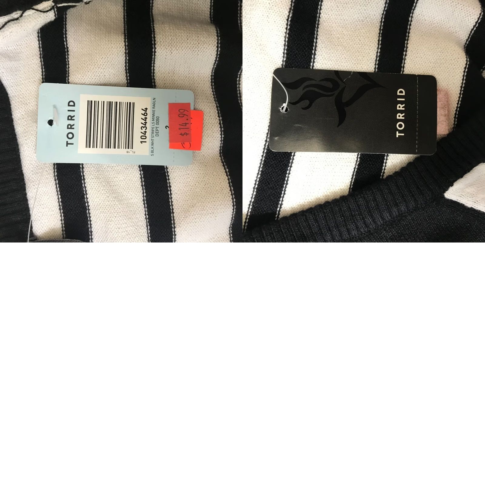 Torrid Torrid Women's Blouse Long Sleeve Minnie Sweatshirt Black & White Stripe 2" Size XS / US 0-2 / IT 36-38 - 8 Thumbnail