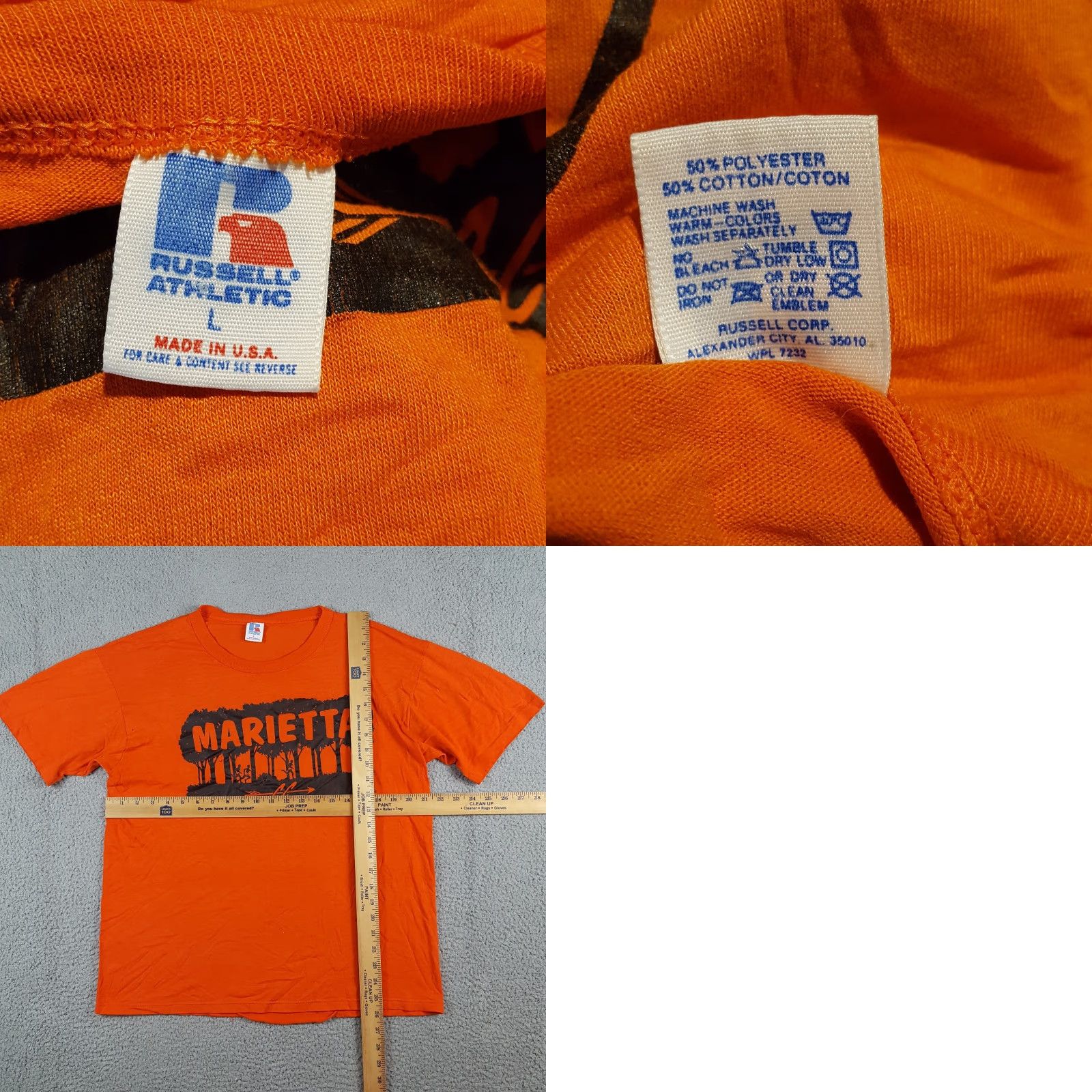 Vintage VINTAGE Russell Cross Country Running Tee Shirt Men L Orange 80s 90s University Sports Embroidered Logo T-Shirt Size US L / EU 52-54 / 3 - 8 Thumbnail