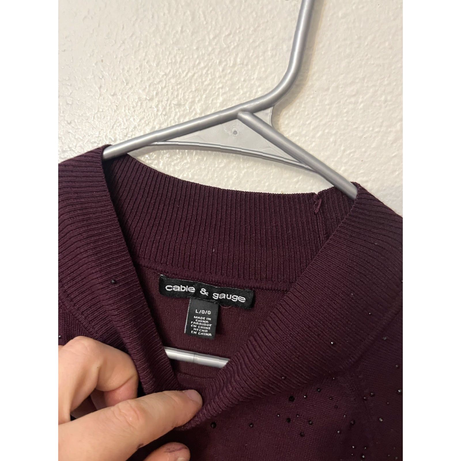 Vintage Cable & Gauge Womens Short Sleeve Sweater Top Maroon Large Size L / US 10 / IT 46 - 3 Thumbnail