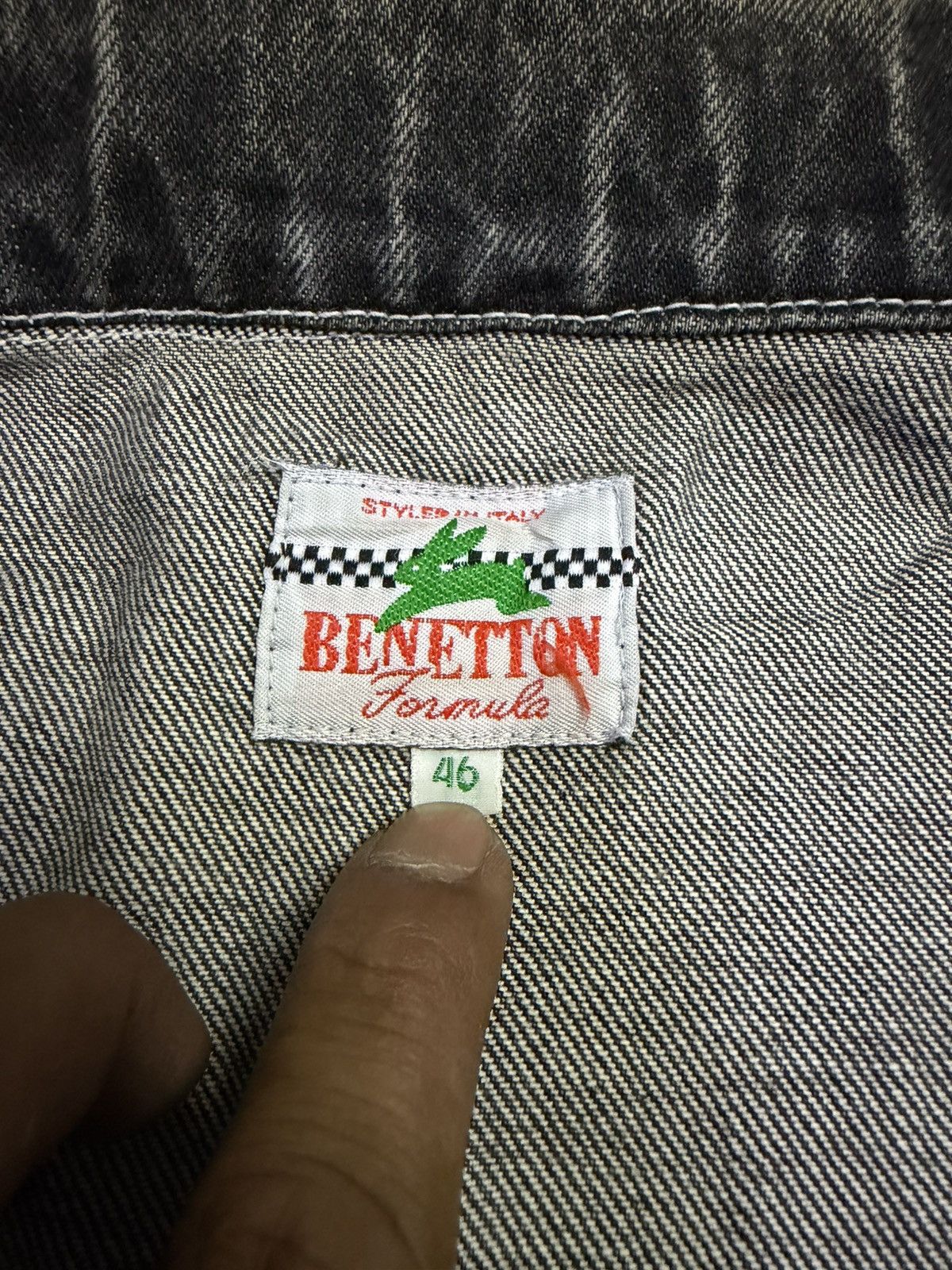 Benetton Vintage 90s Benetton Formula Black Denim Jacket Big Logo Size US M / EU 48-50 / 2 - 7 Thumbnail