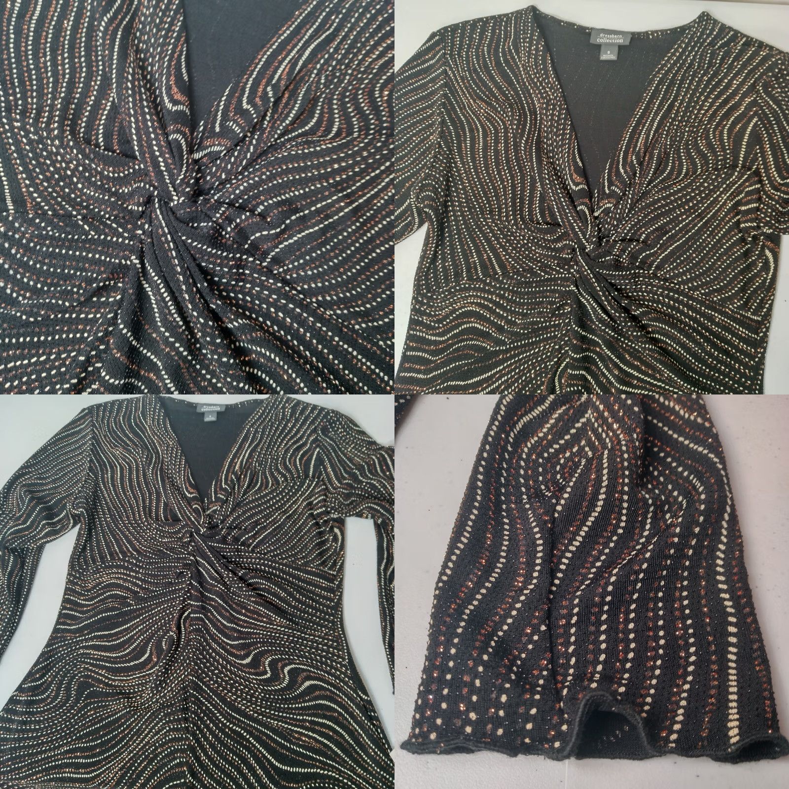 Vintage VINTAGE Dressbarn Collection Shirt Small Black Metallic Stretch Long Sleeve Women XS? (No, keep S) Size S / US 4 / IT 40 - 8 Thumbnail