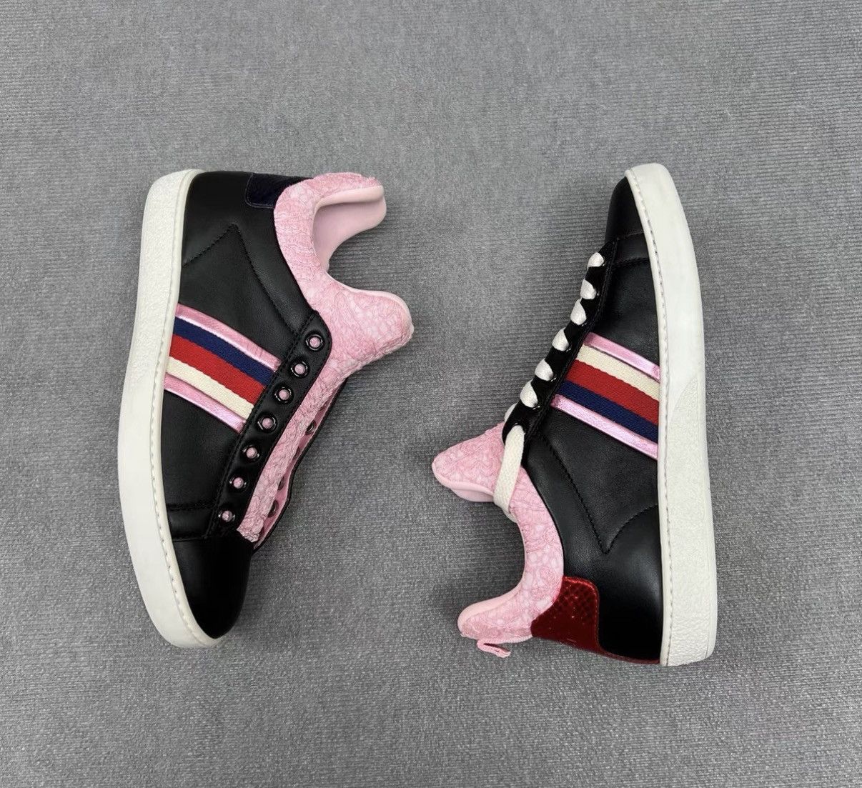 Gucci Gucci Black & Pink Lace Embroidered Women's Casual Sneakers Size US 5 / IT 35 - 4 Thumbnail