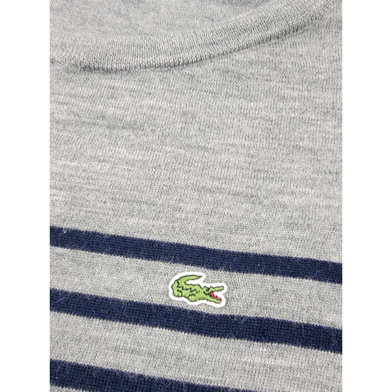 Lacoste VINTAGE Lacoste Sweater Dress Womens 40 Medium Gray Blue Stripe Wool Size M / US 6-8 / IT 42-44 - 3 Thumbnail