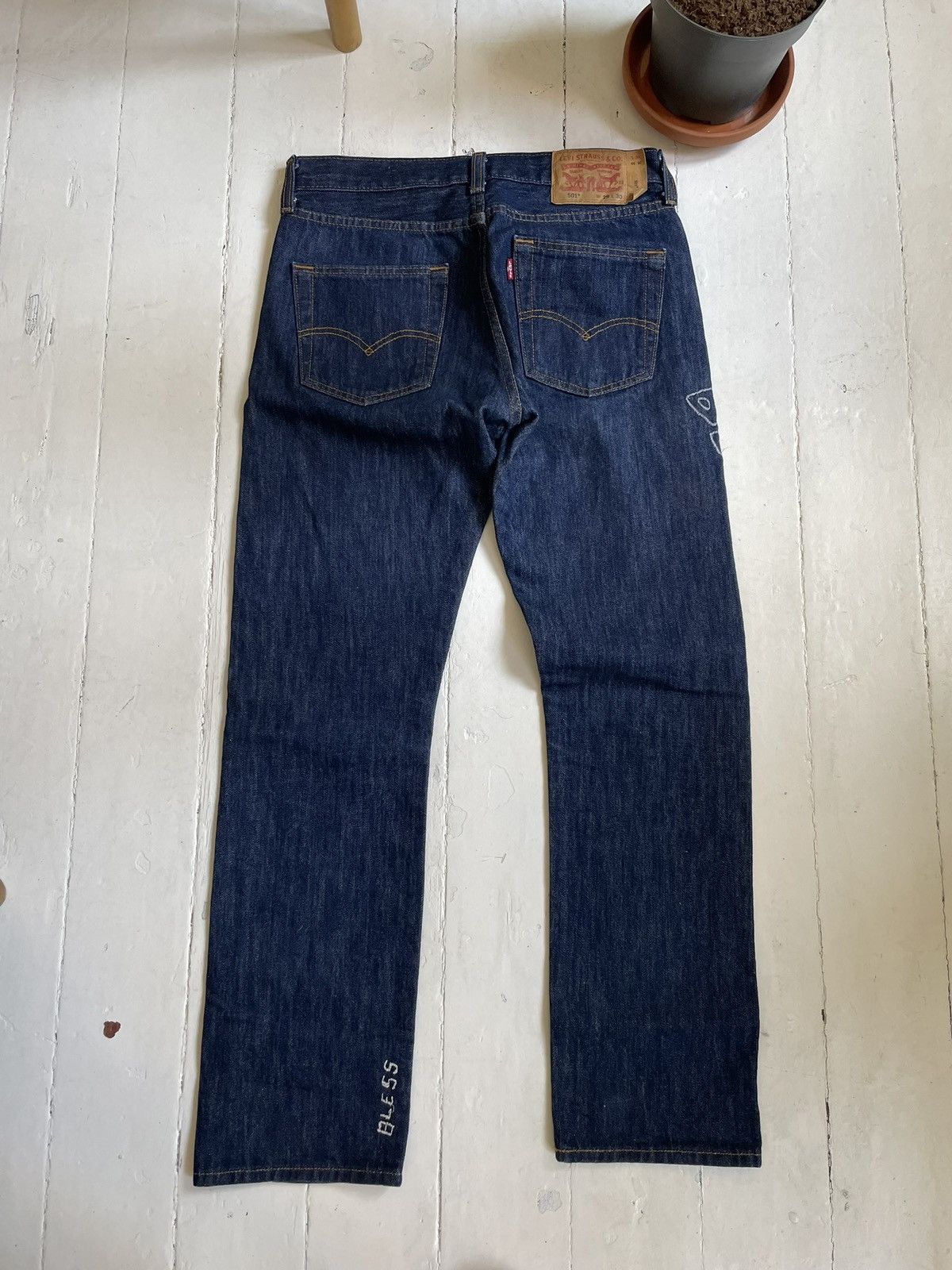 Bless × Levi's bless Embroidery Jeans Vintage Levi's Denim Blue Size US 29 - 4 Thumbnail