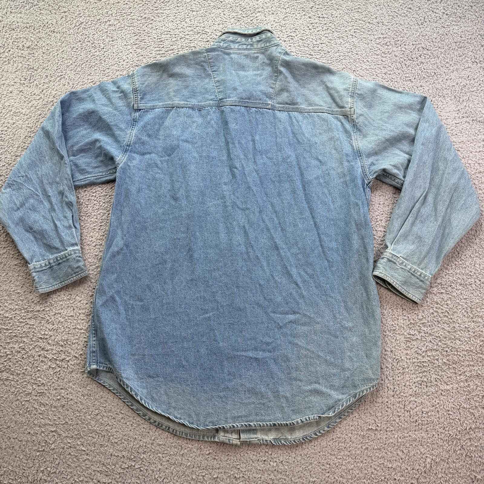 Wrangler Vintage 90s Wrangler Hero Denim Button Up Shirt XL Faded Size US XL / EU 56 / 4 - 2 Thumbnail