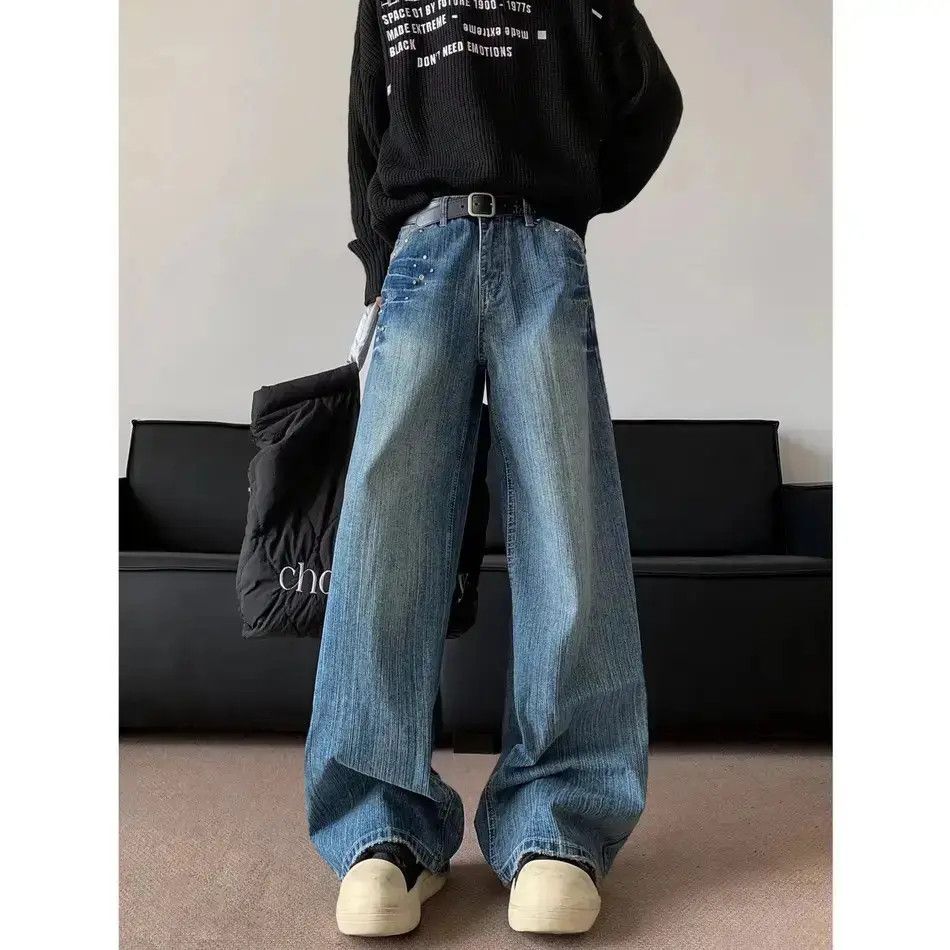 Japanese Brand Retro loose straight leg wide leg jeans Size US 32 / EU 48 - 2 Thumbnail