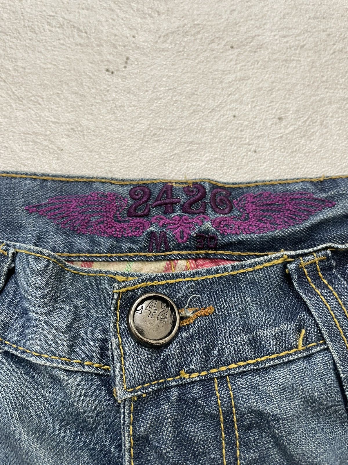 Japanese Brand 2000s Japan Faded Denim Embroidered Mudwash Y2K Size US 30 / EU 46 - 6 Thumbnail