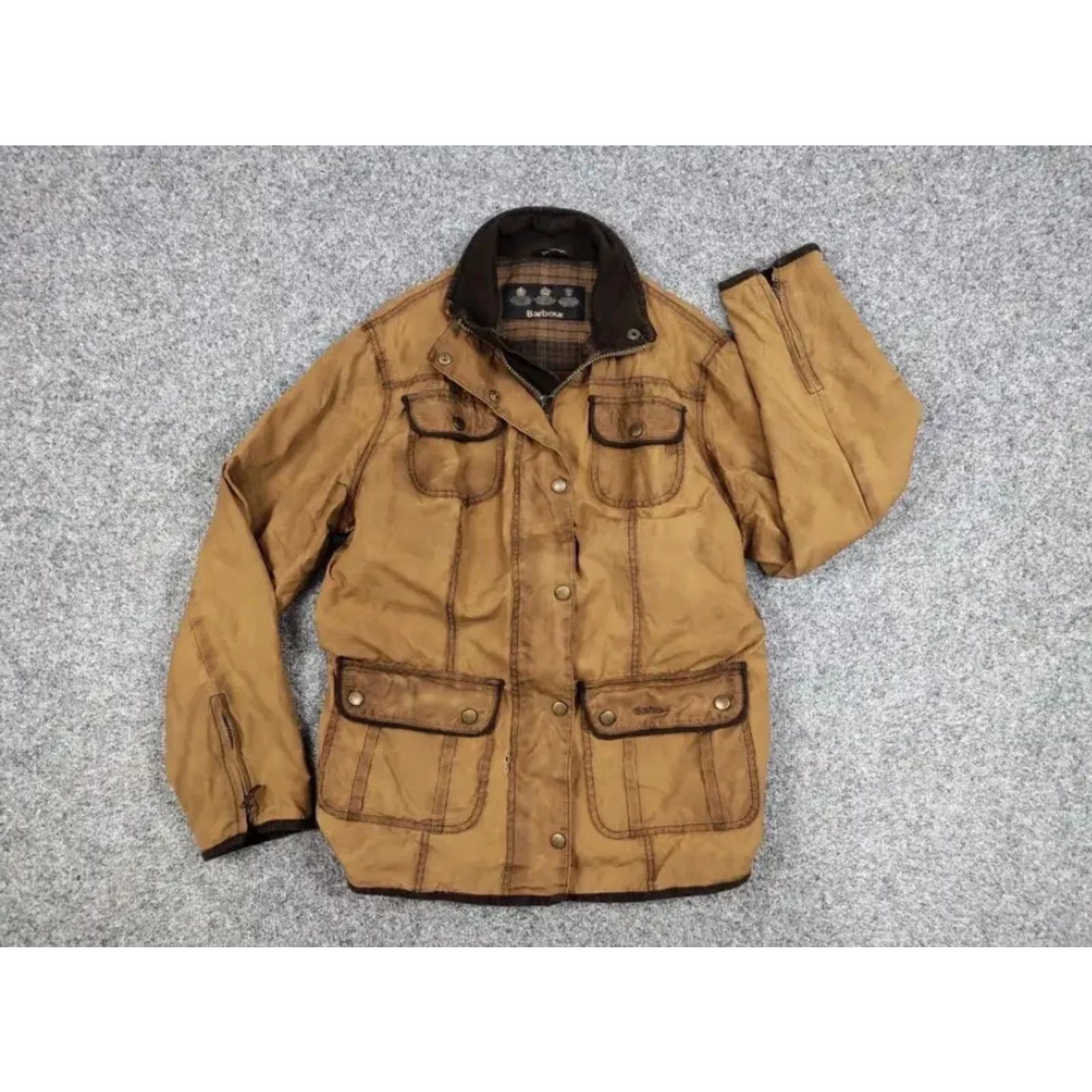 Barbour VINTAGE Barbour Women's Jacket Wax Brown Utility E145 Retail Ladies Regular Size L Leather? (Note: Original title contains 'Cotton' canvas etc.) Size L / US 10 / IT 46 - 7 Thumbnail