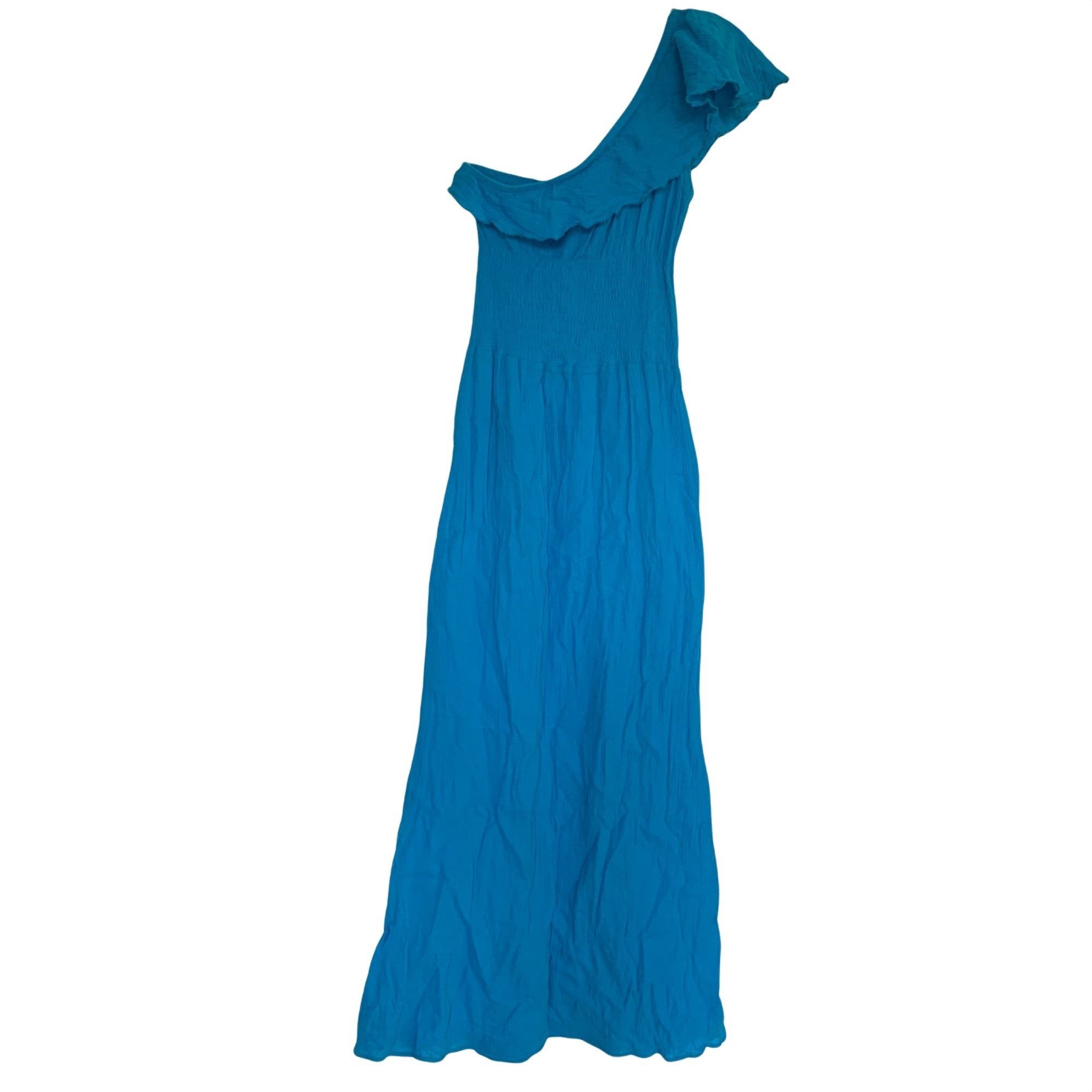 Other Polka Dots Blue Gauze One Shoulder Maxi Dress Medium Size M / US 6-8 / IT 42-44 - 2 Thumbnail