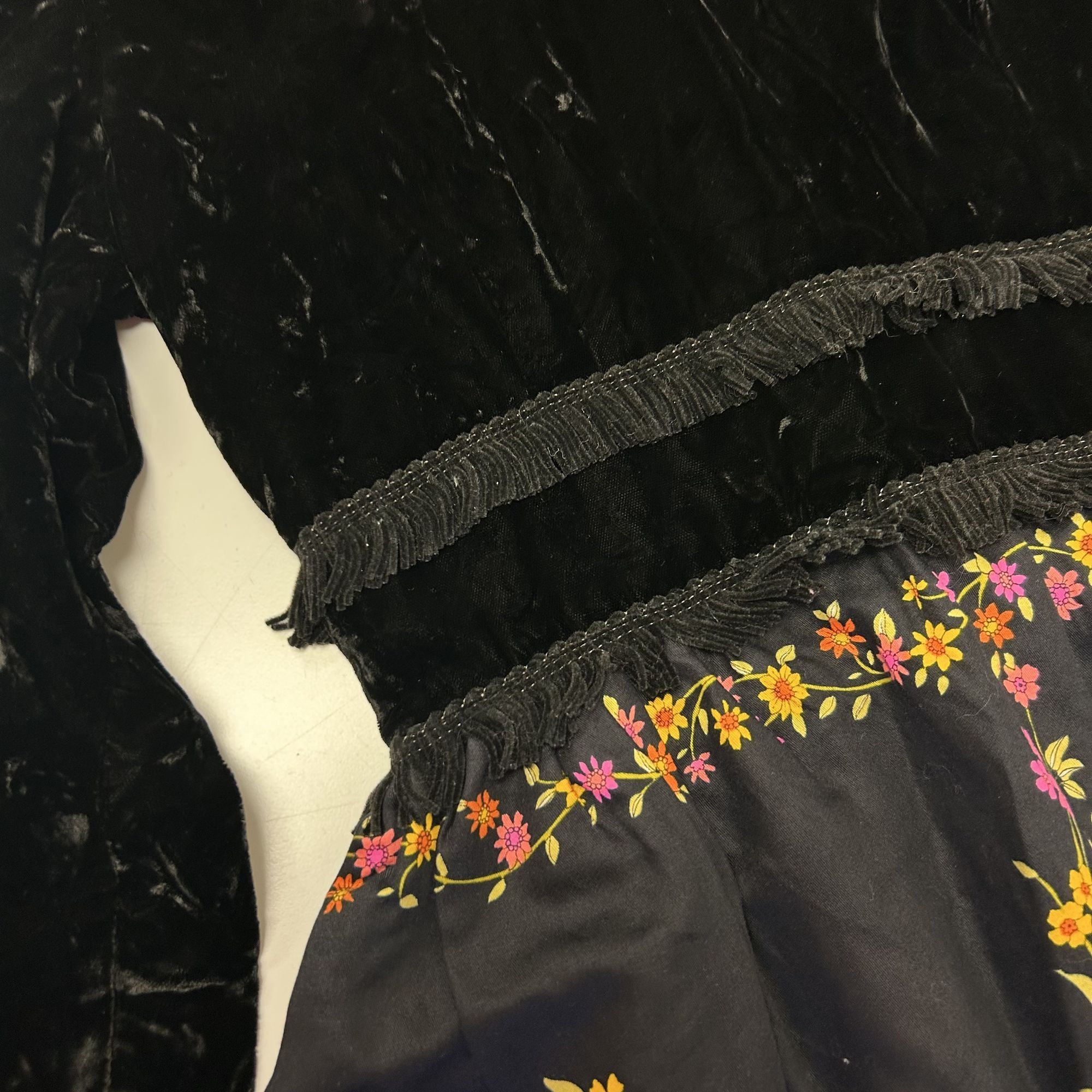 Other 70's VELVET FLORAL Satin Dress Avant Garde Maxi Size XS / US 0-2 / IT 36-38 - 4 Thumbnail