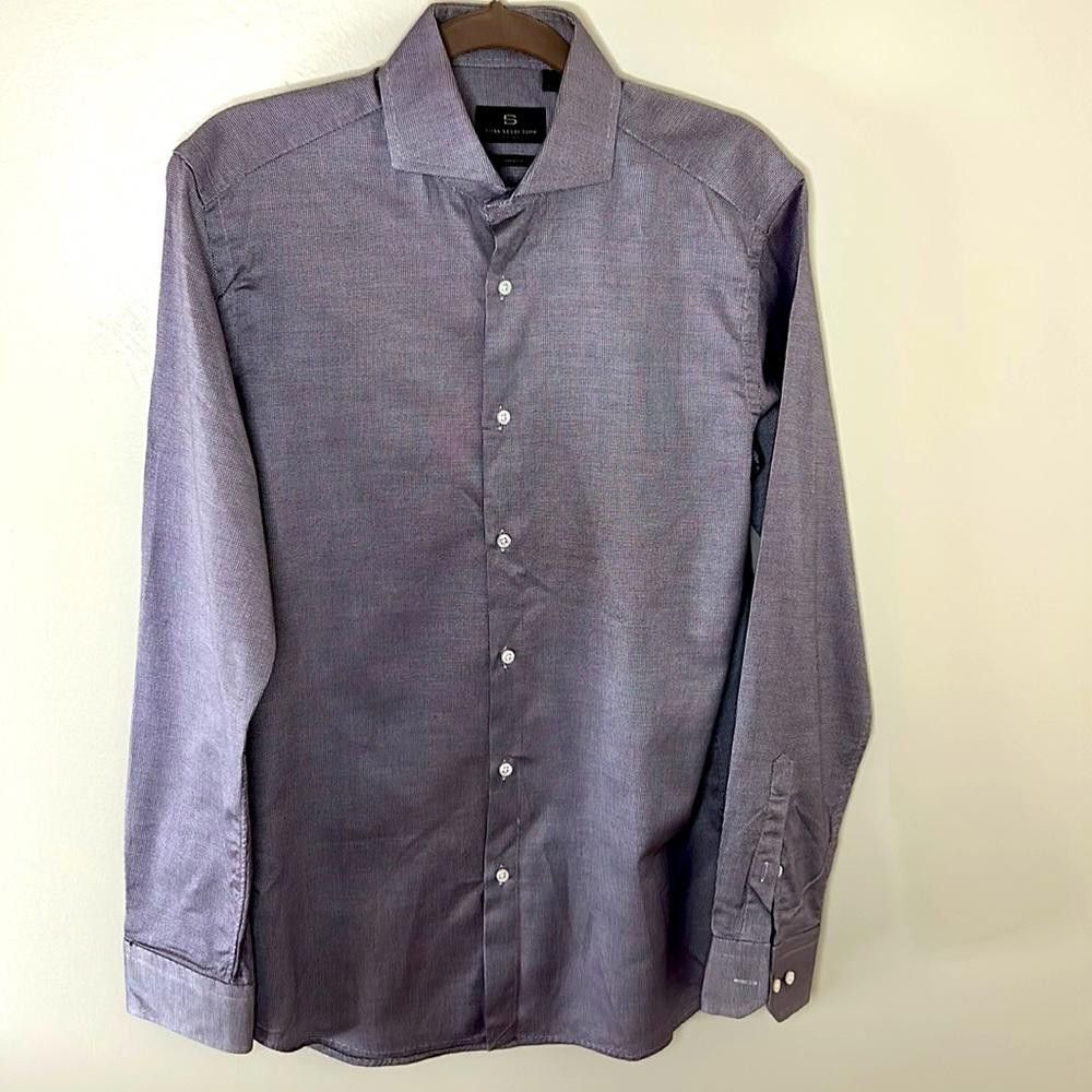 Hugo Boss Slim Fit- BOSS Selection - sz15.5 - Lavender/Silver-100% Ctn Size 38R - 3 Thumbnail