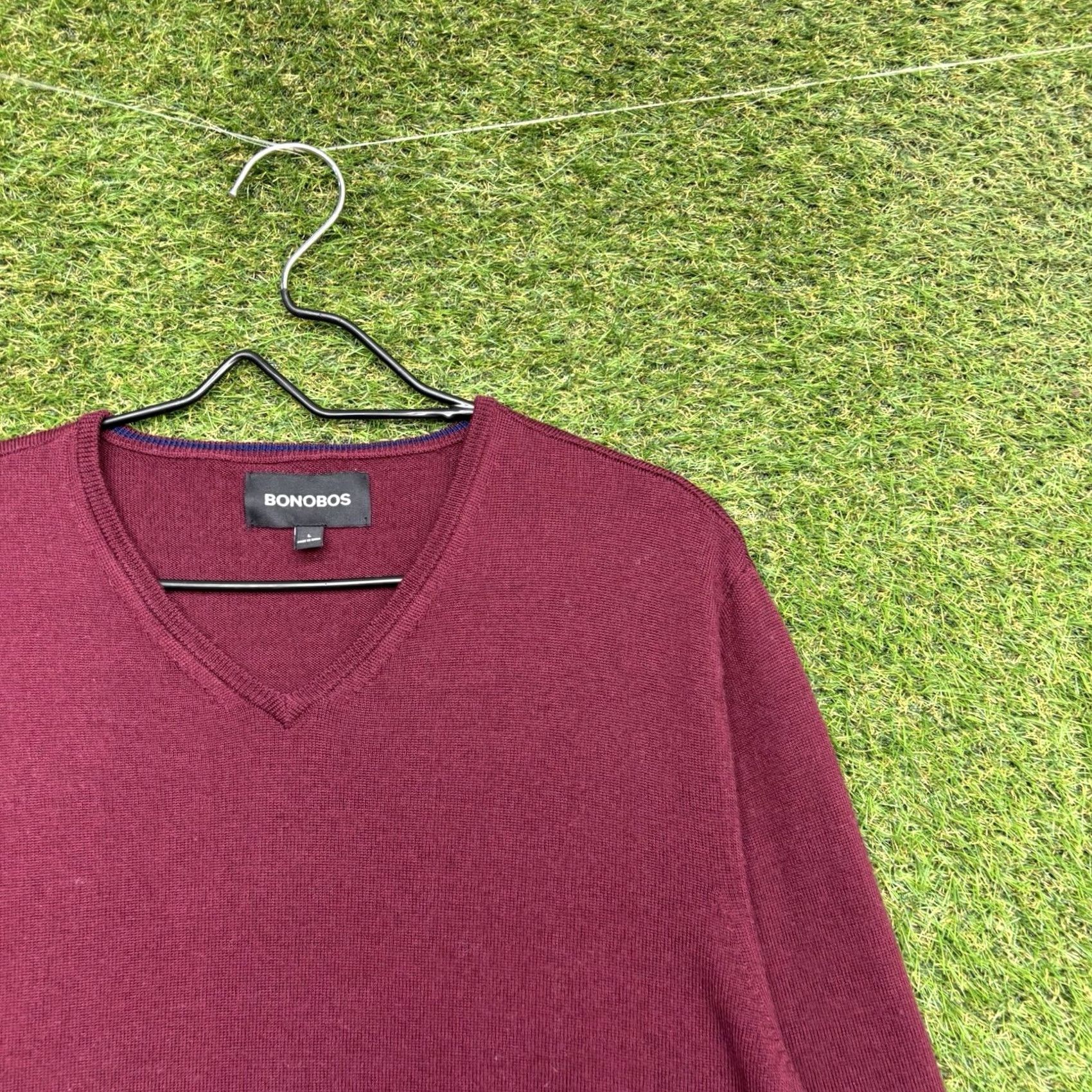 Bonobos Bonobos Merino Wool Sweater Mens Large Slim V-Neck Maroon Preppy Casual Dress Pullover Knit Shirt Parka? Size US L / EU 52-54 / 3 - 2 Thumbnail