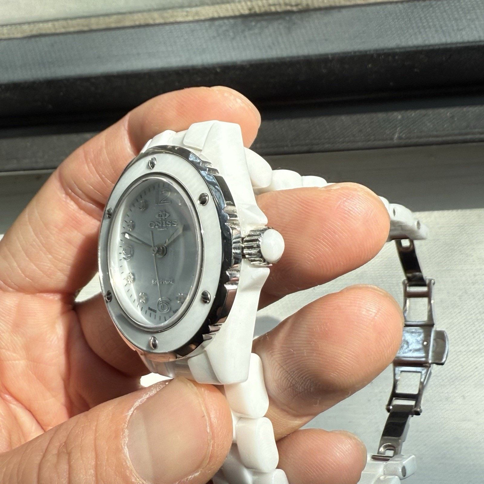Other Oniss Paris White Ceramic Band Womens Watch Sapphire Crystal Size ONE SIZE - 6 Thumbnail