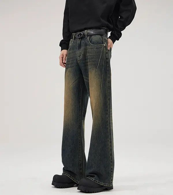 Japanese Brand Maki Men's vintage distressed washed loose flared jeans Size US 32 / EU 48 - 2 Thumbnail