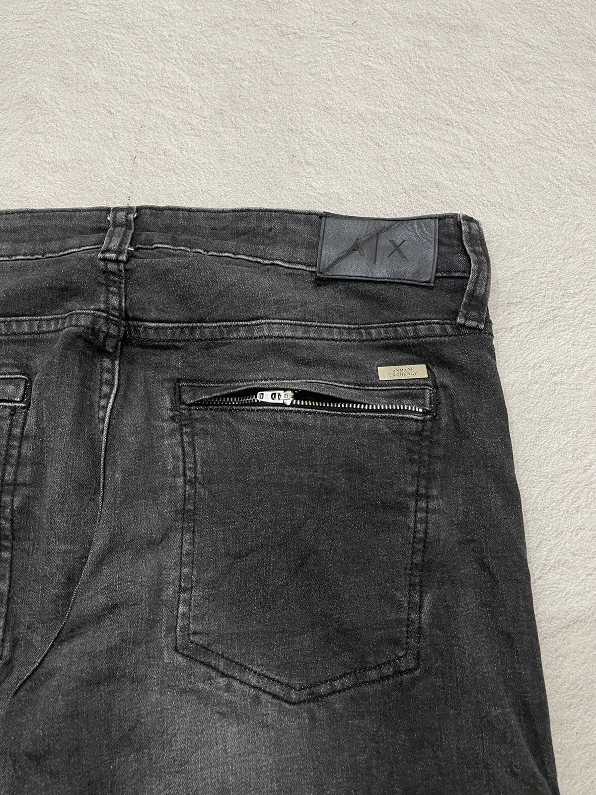 Armani Exchange Armani Exchange Black Biker Jeans w/ Ribbed Knee Panels LGB Size US 34 / EU 50 - 9 Thumbnail