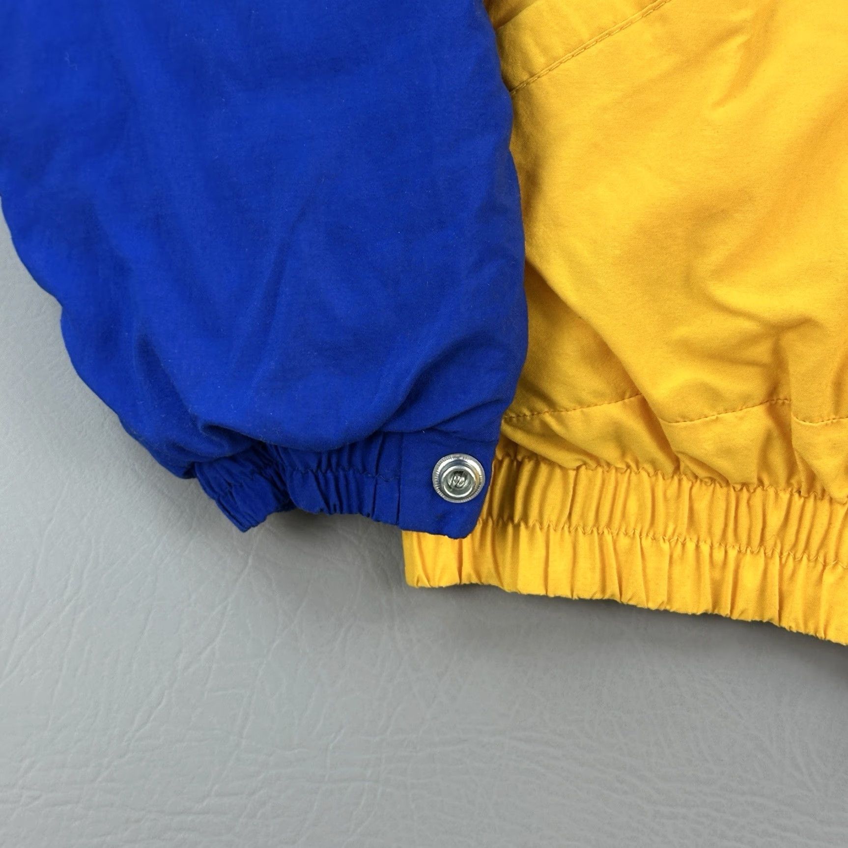 Vintage VINTAGE DeLONG Jacket Mens Large Blue Yellow St Marys Academy Puffer USA 90s Size US L / EU 52-54 / 3 - 2 Thumbnail