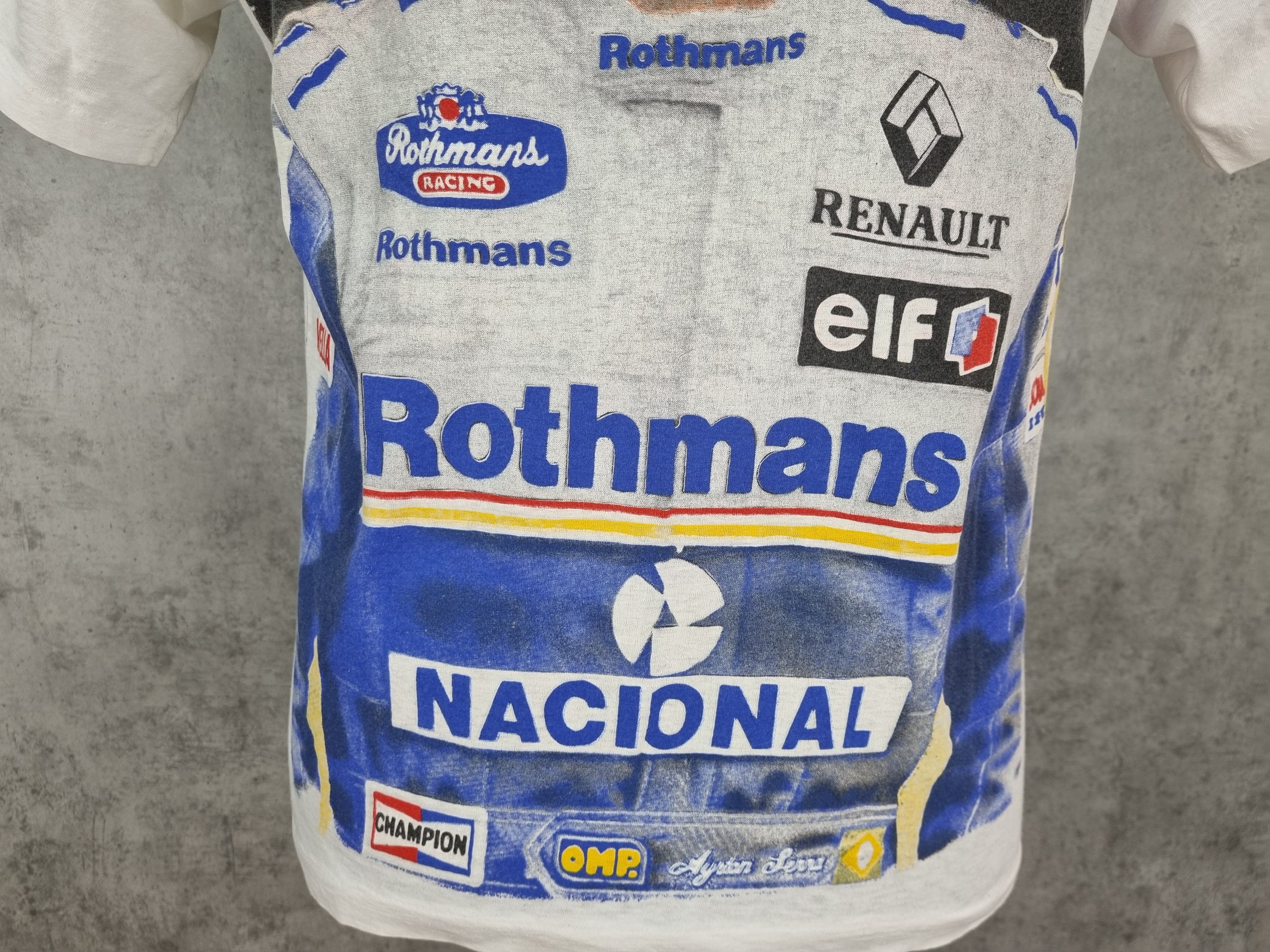 Vintage Single Stitch Ayrton Senna Rothmans Racing Tee Shirt Size US L / EU 52-54 / 3 - 13 Thumbnail