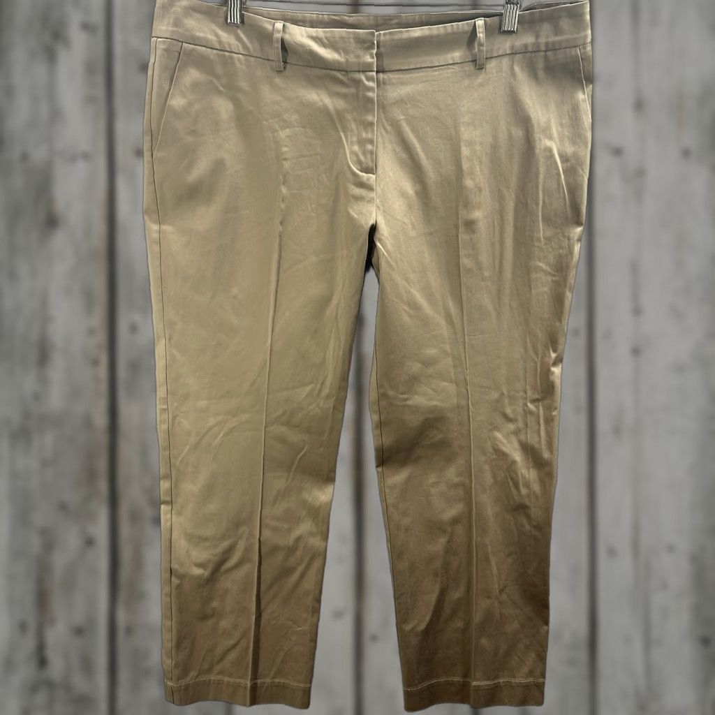 Vintage MeimeiJ Pants Women L Beige High-Rise Cropped Trousers - Solid Cotton Blend 24in Inseam Boho Preppy 90s Style Mens? Size 36" / US 14 / IT 50 - 1 Thumbnail