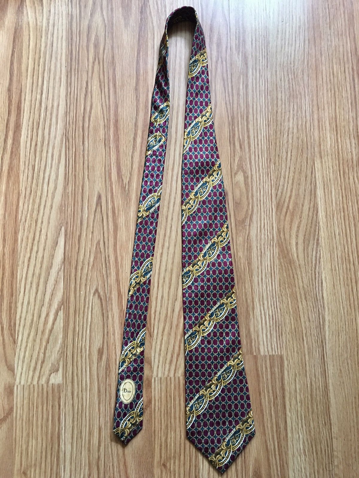Christian Dior Monsieur × Dior × Vintage Christian Dior Red Vintage Jacquard Silk Mens Neck Tie Size ONE SIZE - 9 Thumbnail