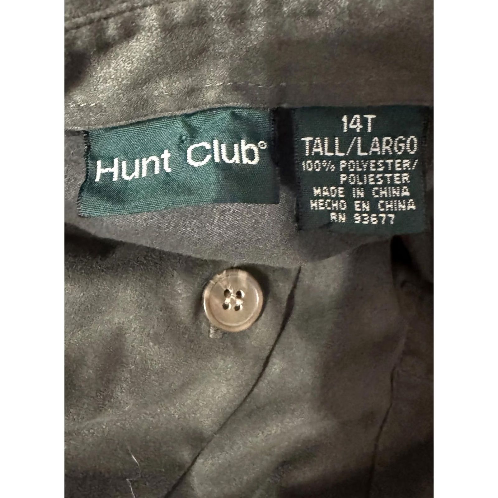 Vintage VINTAGE Hunt Club Button-Up Women's Shirt Tall 14 14T Green Solid Collared Long Sleeve Cotton Polyester Men? (Note: confused) Size XL / US 12-14 / IT 48-50 - 3 Thumbnail