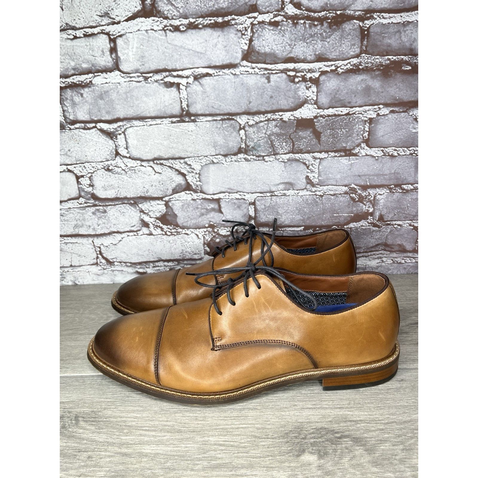 Vince Camuto Vince Camuto Lamson Cognac Brown Leather Dress Oxfords Shoes Size US 12 / EU 45 - 16 Thumbnail