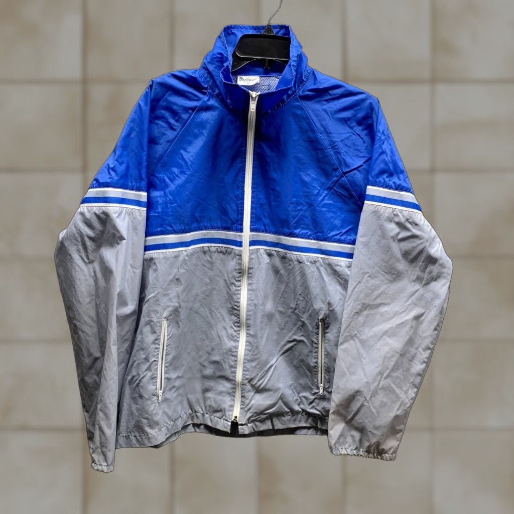 McGregor VINTAGE MacGregor Jacket Mens Racing Windbreaker Zip Blue Stripes Bomber Short Size US M / EU 48-50 / 2 - 1 Thumbnail