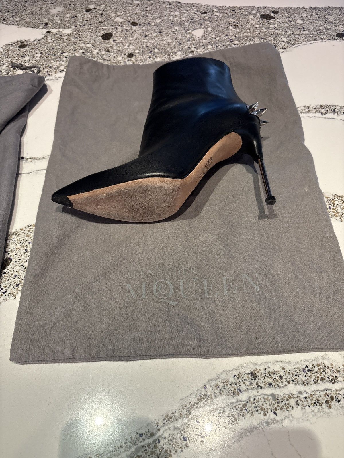 Alexander McQueen Alexander McQueen metal‑spike black leather ankle boots Size US 9 / IT 39 - 3 Thumbnail