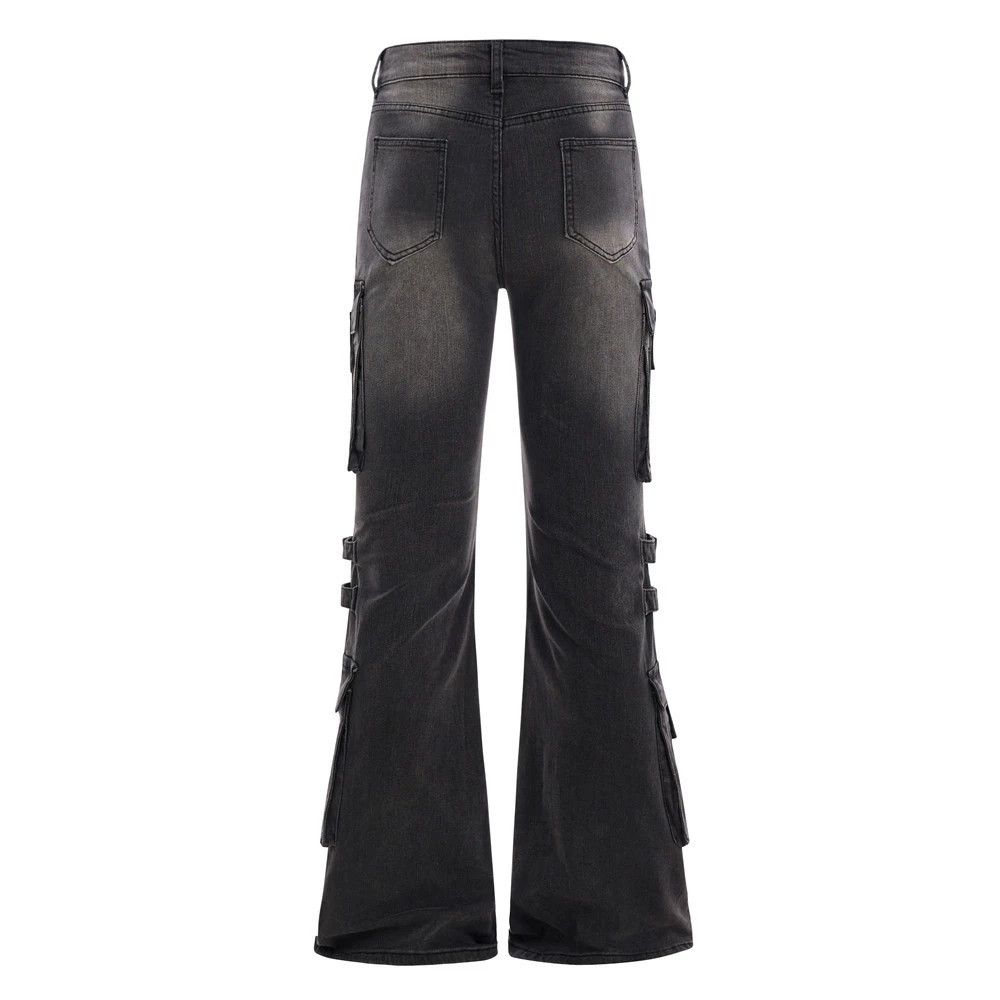 Vintage Men's punk distressed lace-up flared cargo jeans Size US 32 / EU 48 - 2 Thumbnail