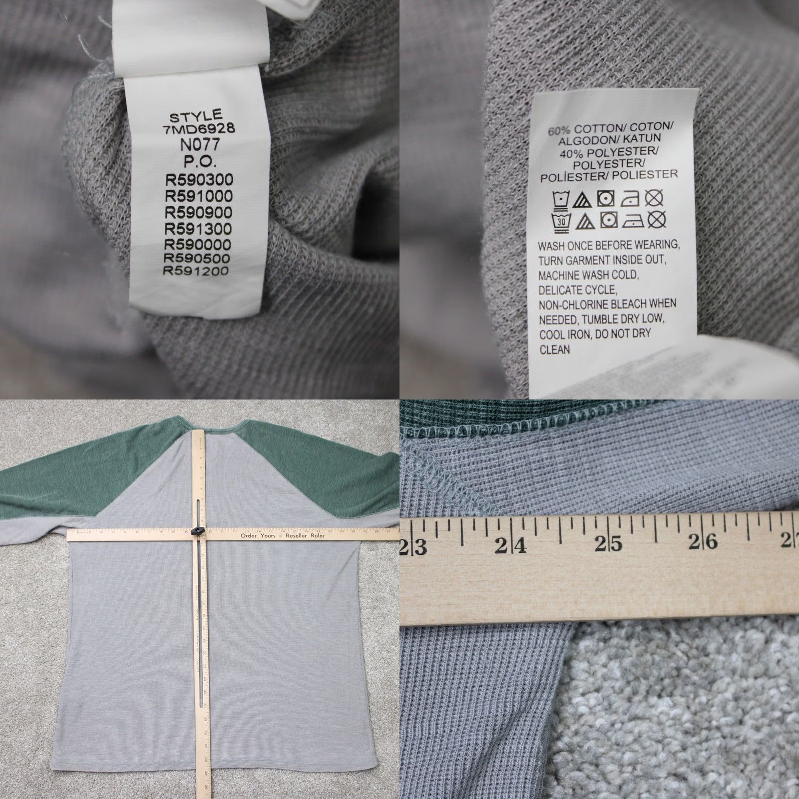 Lucky Brand Lucky Brand Henley Shirt Mens XL Gray/Green Venice Burnout Long Sleeve Pullover Size US XL / EU 56 / 4 - 8 Thumbnail