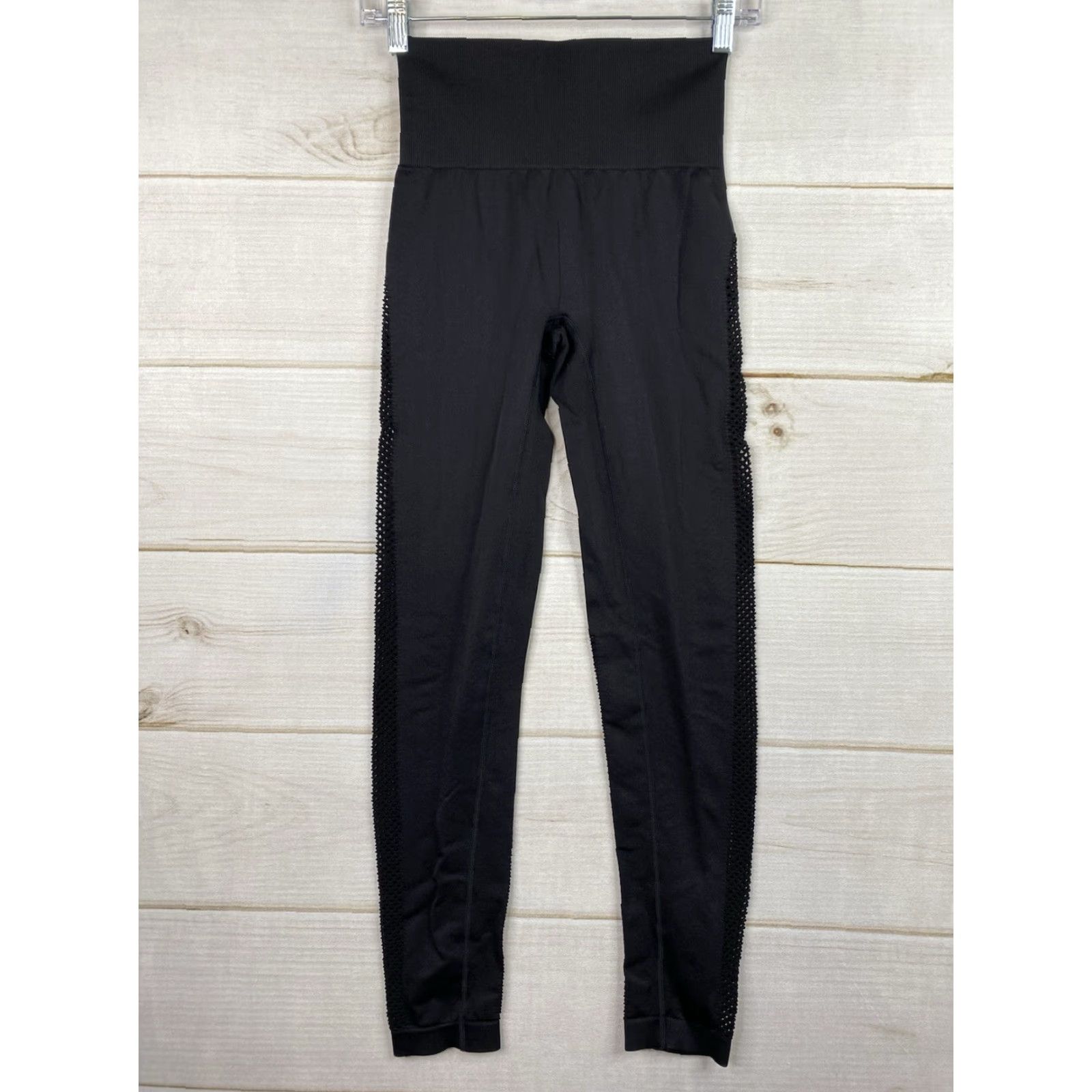 Vintage JoyLab Leggings Shirt Womens S Black Compression Ribbed Waist Ankle Inseam 27 in Nylon Spandex Knit Activewear Gym Training Size 28" / US 6 / IT 42 - 2 Thumbnail