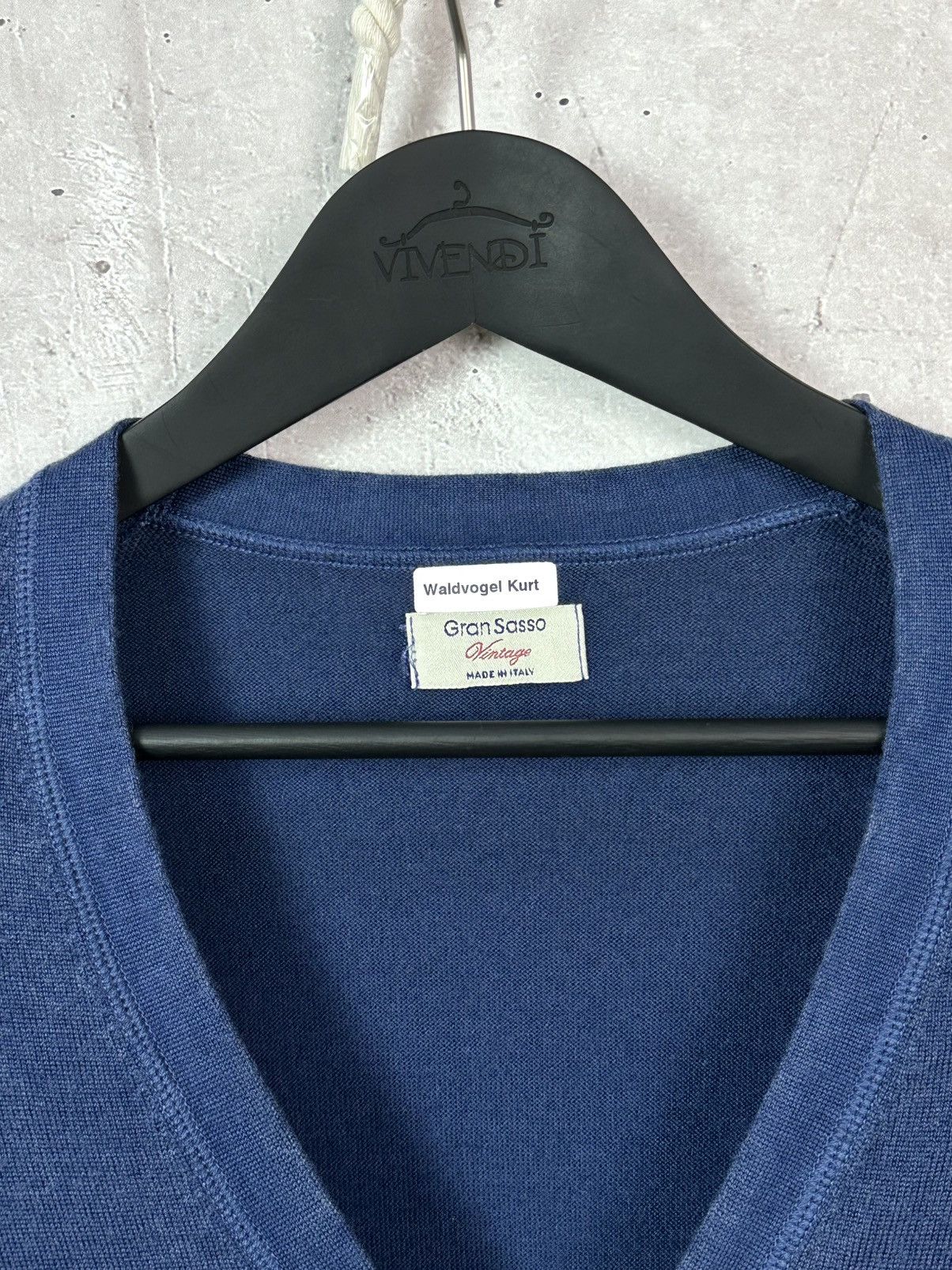 Gran Sasso × Vintage Gran Sasso Vintage Made in Italy Knit Wool Navy Cardigan Size US M / EU 48-50 / 2 - 5 Thumbnail
