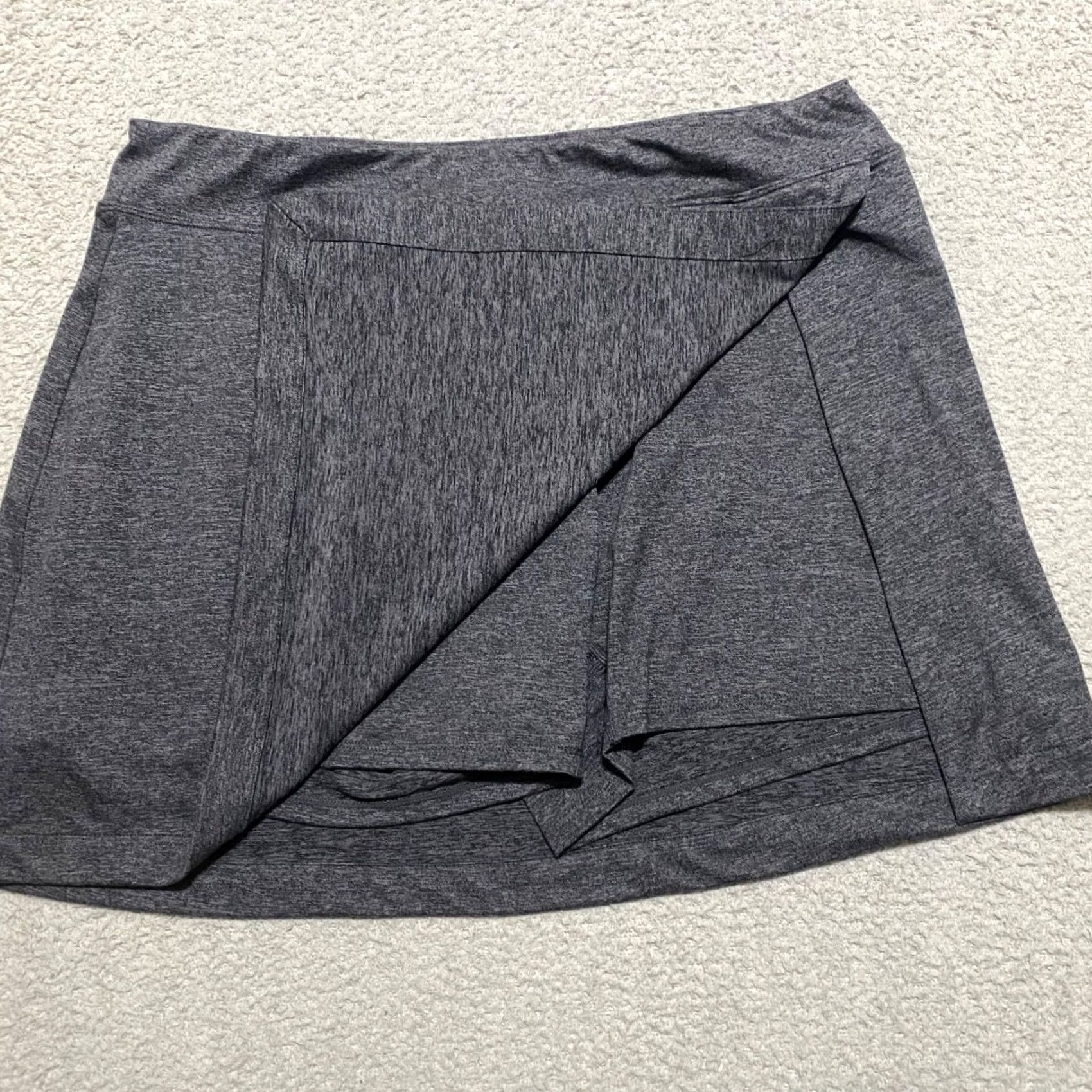 Quince Quince Skort Women's Large Heather Gray Ultra Soft Side Slit Short Polyester Pull On Casual Size L Gray 90s? Size 36" / US 14 / IT 50 - 6 Thumbnail
