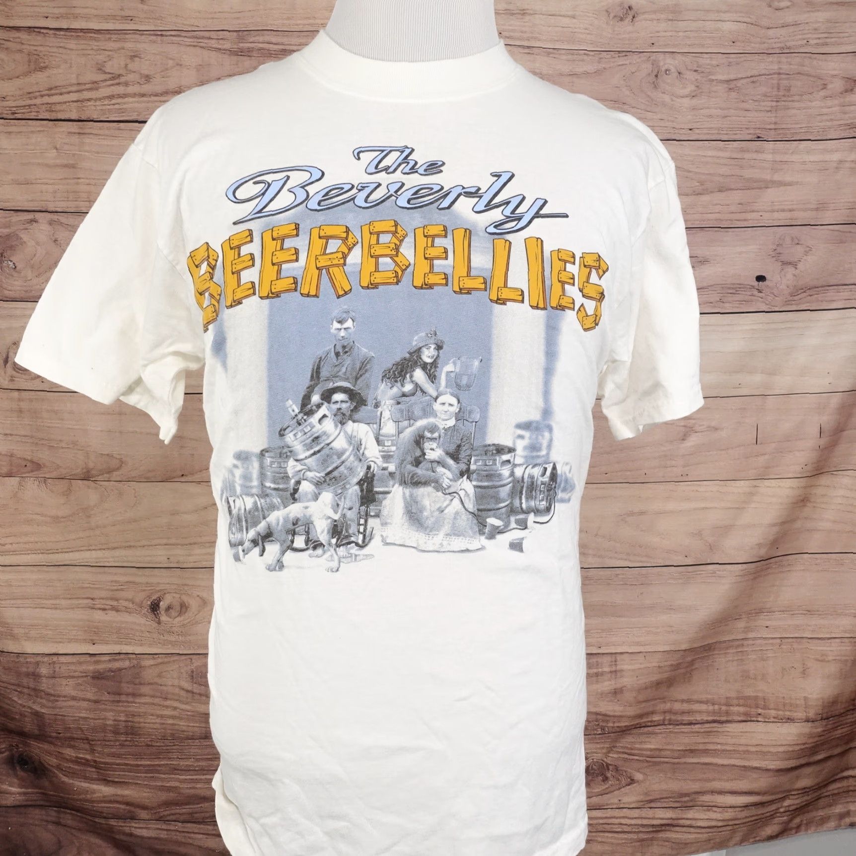 Gildan VINTAGE BEVERLY BEERBELLIES TSHIRT Shirt Unisex Adults Large White 21" Pit to Pit 28" Length 100% Cotton Humor Parody 90s Mens Womens Boys Girls Size US L / EU 52-54 / 3 - 2 Thumbnail