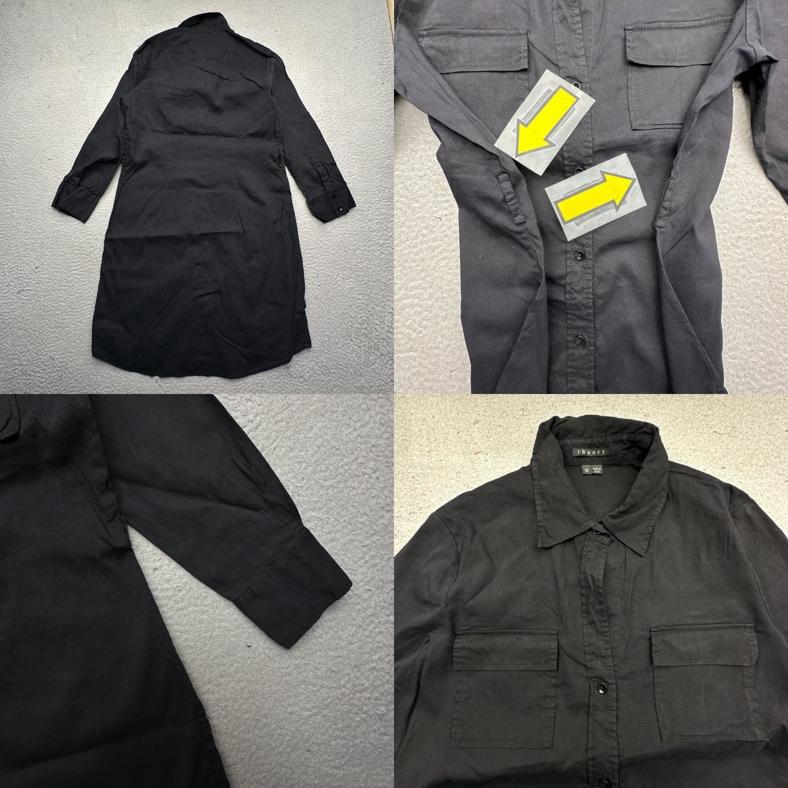 Theory Theory Shirt Dress Button Up Long Sleeve Womens 10 Medium Black Pockets MISSING BELT Size L / US 10 / IT 46 - 8 Thumbnail
