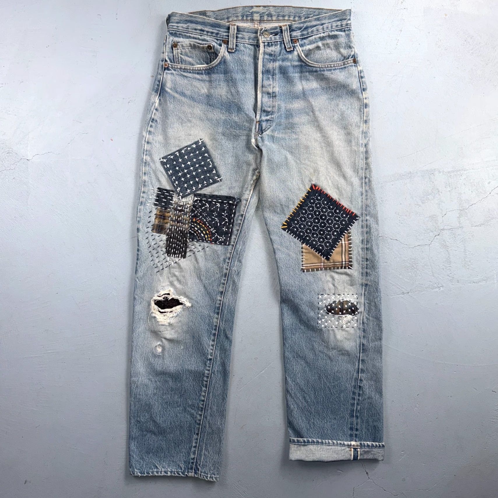 Levi's Levis 501 Vintage 80s Redline Selvedge Jeans Light Wash 34x32 30x? USA XX Button Fly Men Regular Denim Cotton Size US 34 / EU 50 - 2 Thumbnail