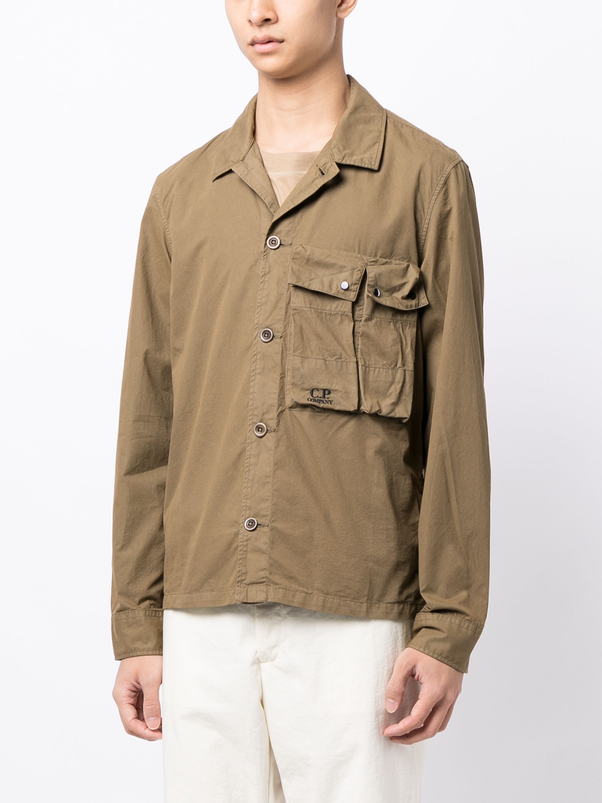 C.P. Company o1y1224 Solid Color Shirt in Khaki Size US L / EU 52-54 / 3 - 3 Thumbnail