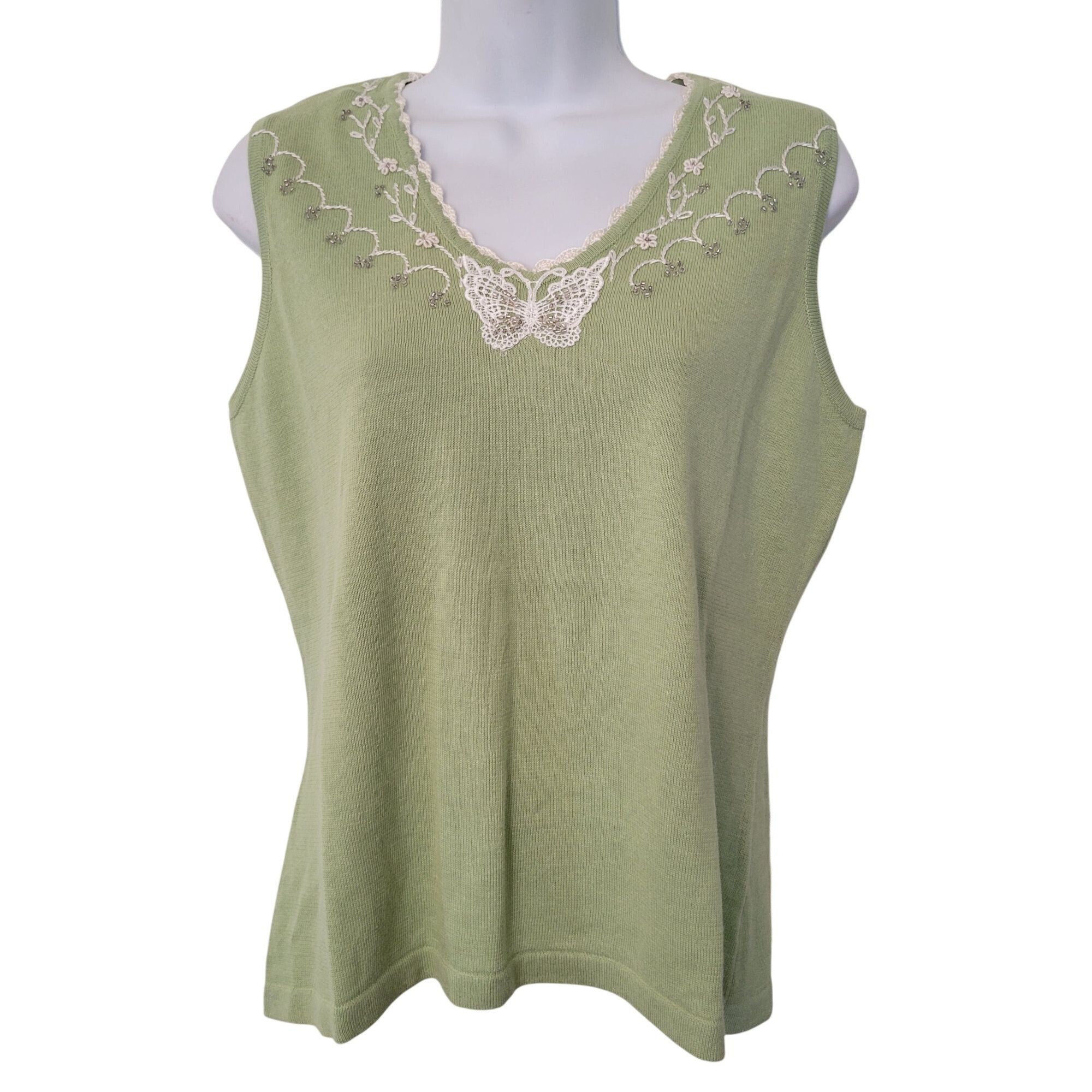 Other Storybook Knits S Shimmery Dream Green Sweater Tank Cardigan Size S / US 4 / IT 40 - 2 Thumbnail