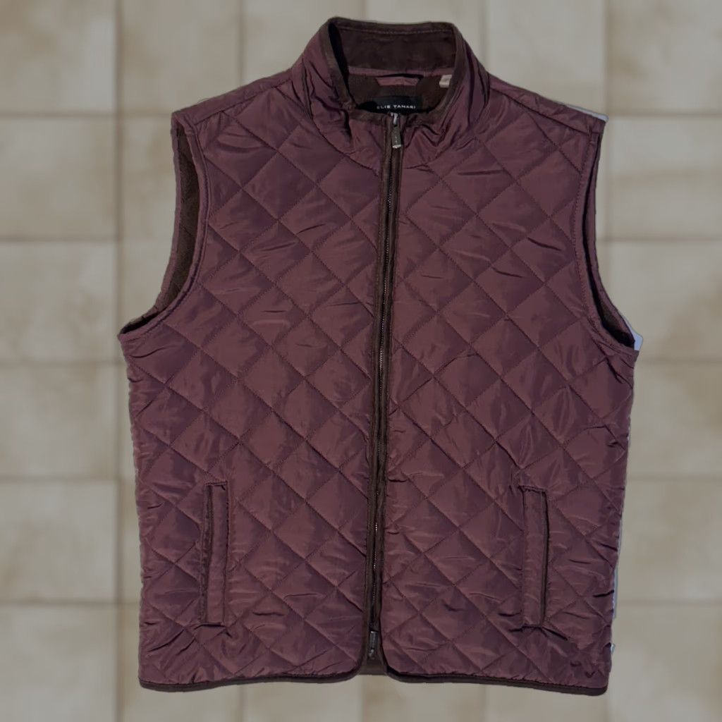 Elie Tahari Elie Tahari Quilted Black Zip Vest Fleece Lining Mock Collar Pockets Sz L Size L / US 10 / IT 46 - 1 Thumbnail