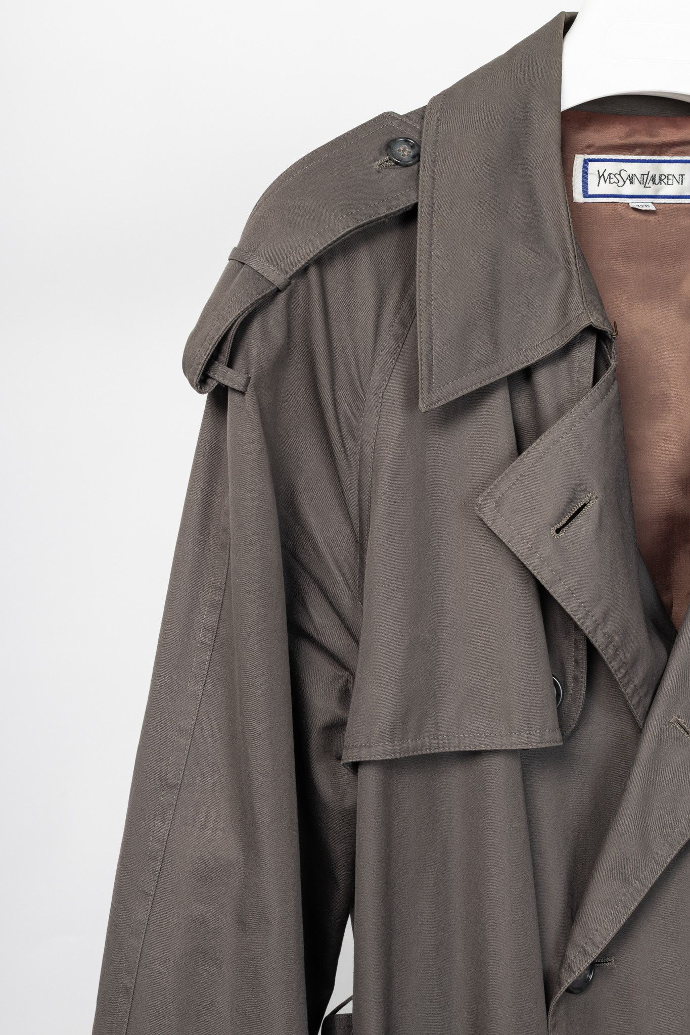Yves Saint Laurent Yves Saint Laurent Cotton Double-Breasted Belted Trench Coat Size US L / EU 52-54 / 3 - 5 Thumbnail