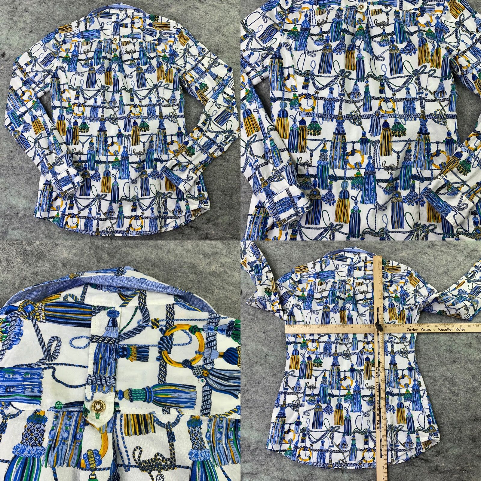 Tommy Hilfiger Tommy Hilfiger Womens Shirt Small Blue Button Up French Mediterranean Fitted Size S / US 4 / IT 40 - 8 Thumbnail